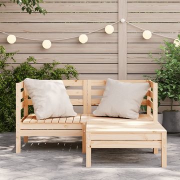vidaXL Gartenbank Gartensofa 2-Sitzer mit Hocker Massivholz Kiefer