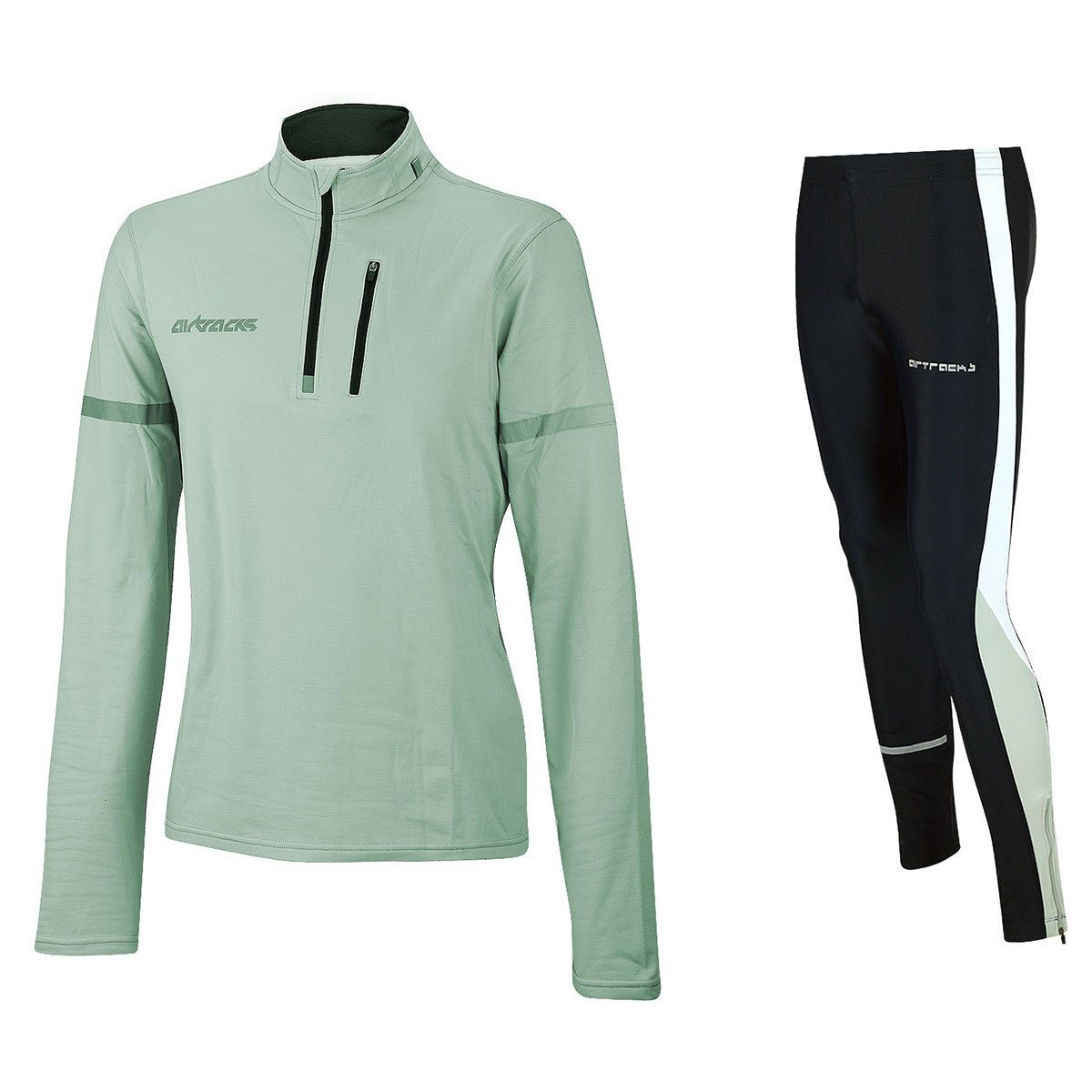 Airtracks Lauftights Herren Thermo Laufset Pro: Thermo Laufshirt Langarm + Laufhose Lang (Laufset, 2-tlg) Laufbekleidung mit ausgezeichneter thermischer, Isolierkraft bei kaltem Wetter Herbst - Winter » S M L Xl XXL XXXL «