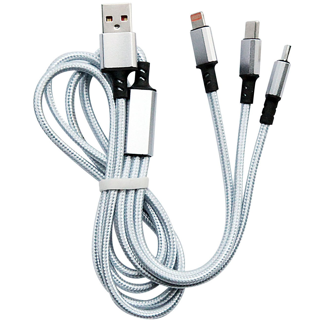 shop'n smile ideoon 3in1 Universal USB-Schnellladekabel, 25W Micro-USB, USB-C & Lightning USB-Ladegerät (3-tlg., 1er-Set & 2er-Set & 3er-Set, 3in1 Ladekabel 120cm / 25W Schnellladefunktion & Textilummantelung)