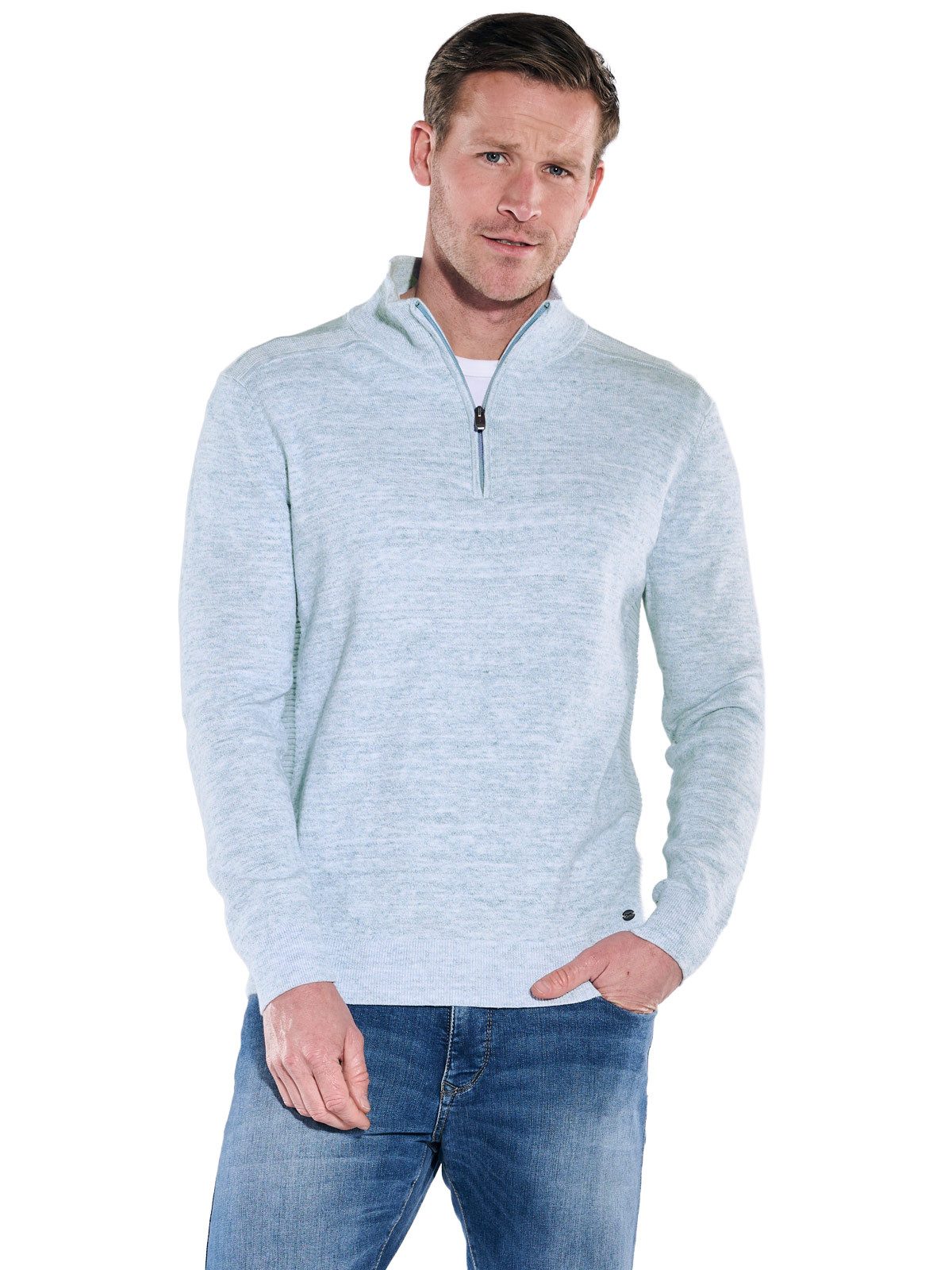 Engbers Stehkragenpullover Herren Pullover Polokragen, Hellblau