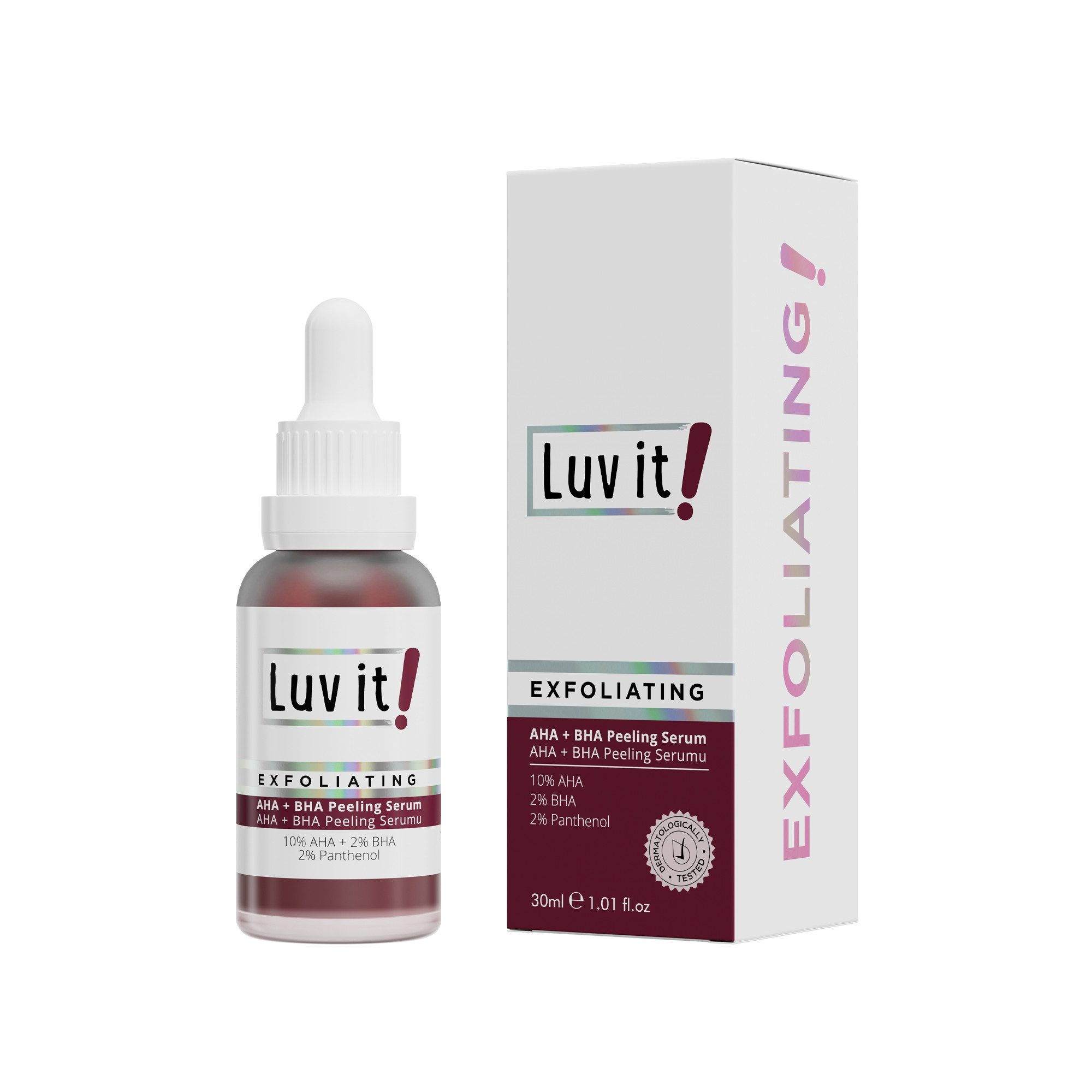 Luv it! Gesichtspeeling AHA 10% + BHA 2% Peeling Maske, Hochkonzentriertes AHA + BHA Fruchtsäurepeeling