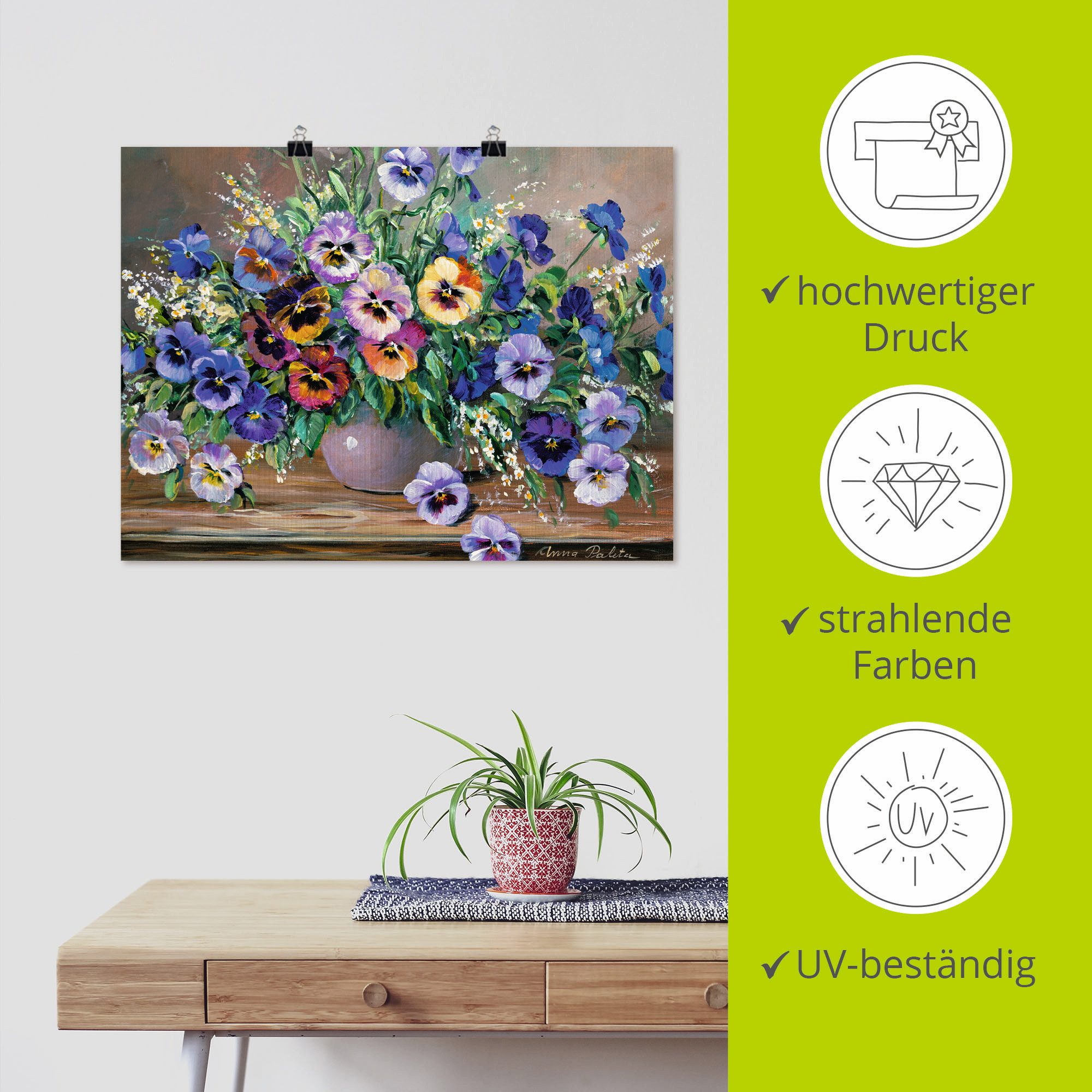 Artland Poster Stiefmütterchenstrauß, Blumen (1 St), ohne Rahmen