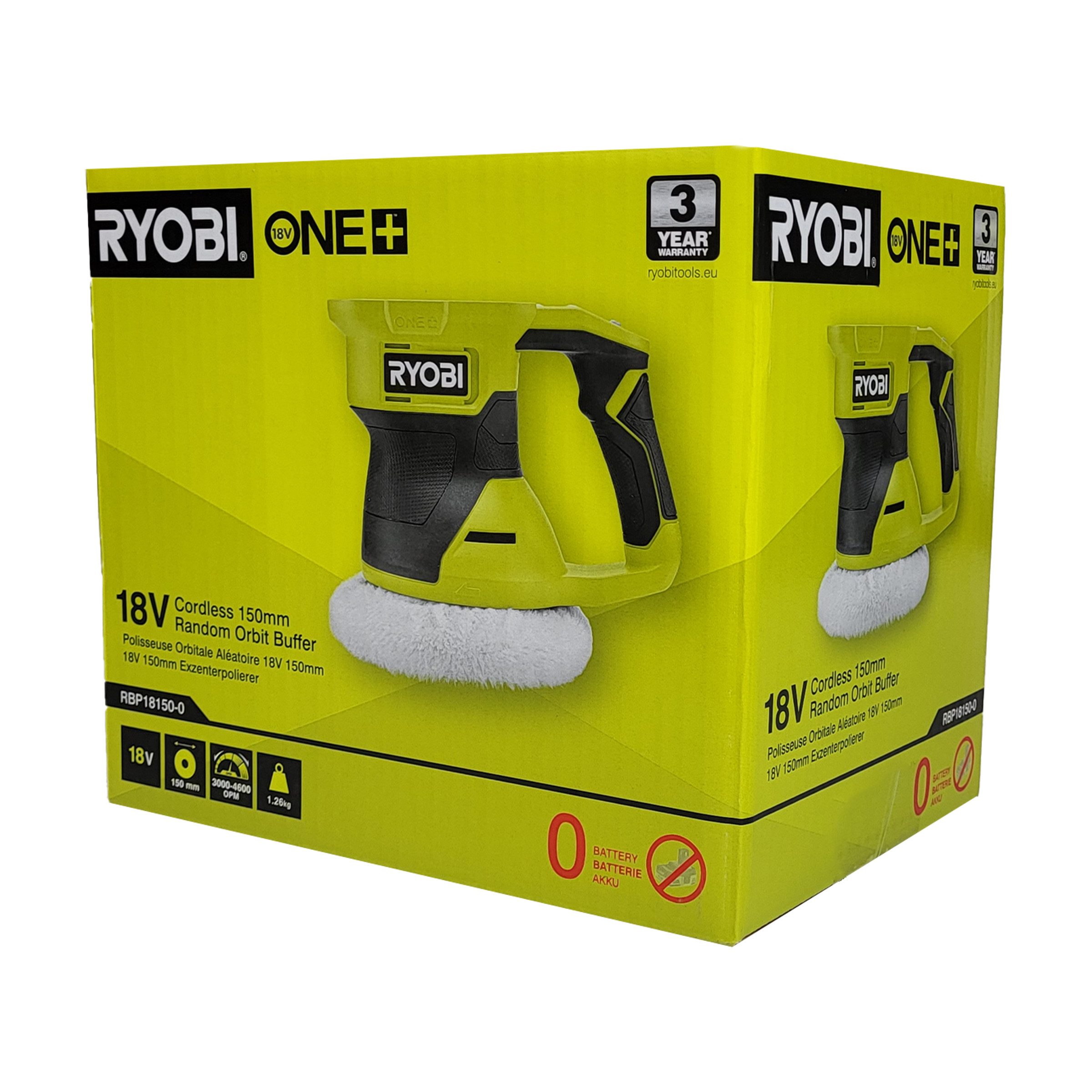RYOBI Akku-Poliermaschine Ryobi RBP18150-0 Akku-Poliermaschine 18 V ONE+ Ø150 mm (ohne Akku), (1 tlg)