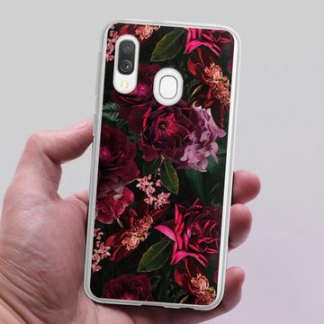 DeinDesign Handyhülle Rose Blumen Blume Dark Red and Pink Flowers, Samsung Galaxy A40 Silikon Hülle Bumper Case Handy Schutzhülle