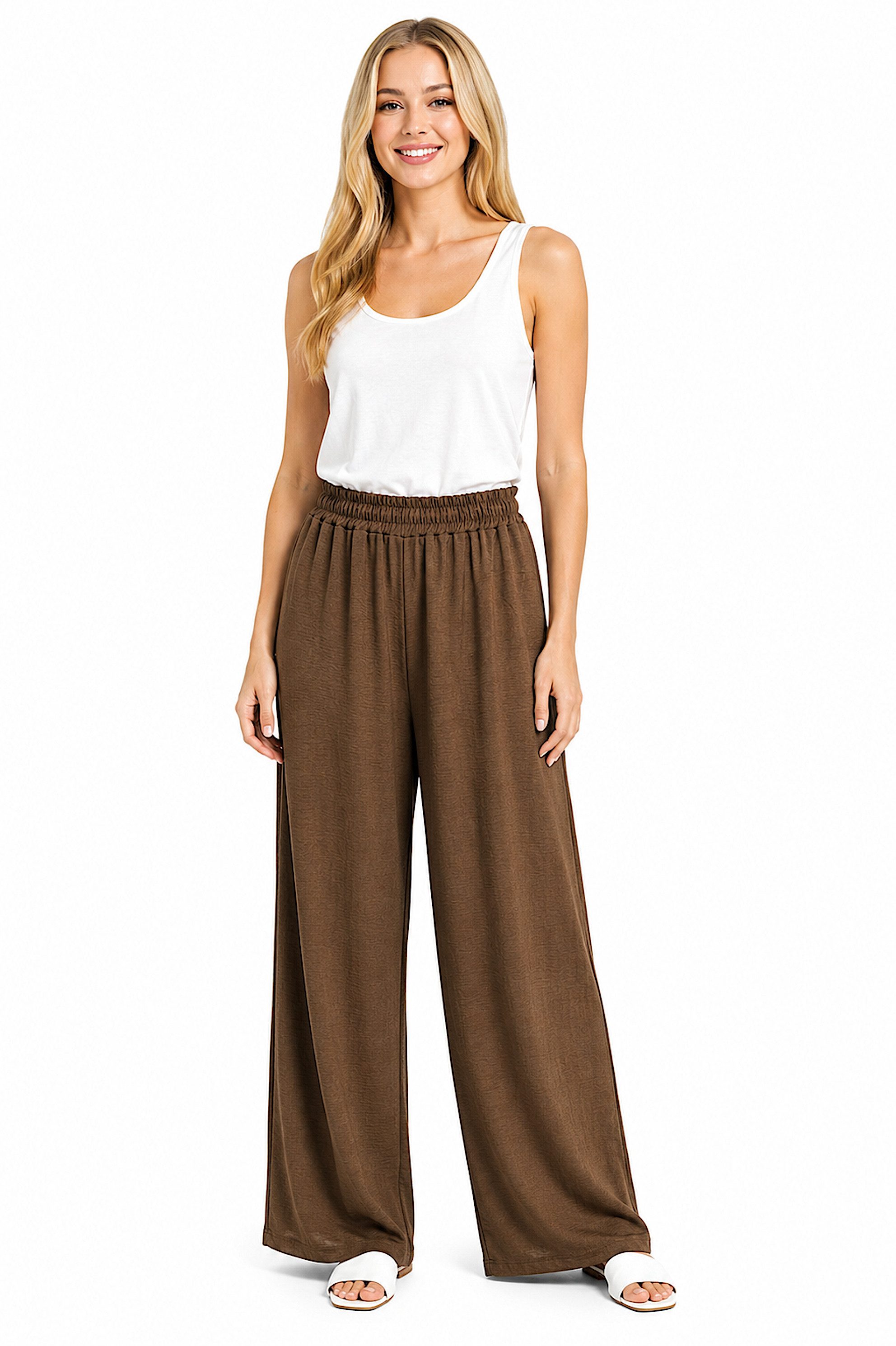 Worldclassca Stoffhose Worldclassca Crinkle-Hose Stoffhose Strandhose Weite Sommerhose Leicht Neue Kollektion - Stilvolle und gemütliche Sommer Mode für Damen