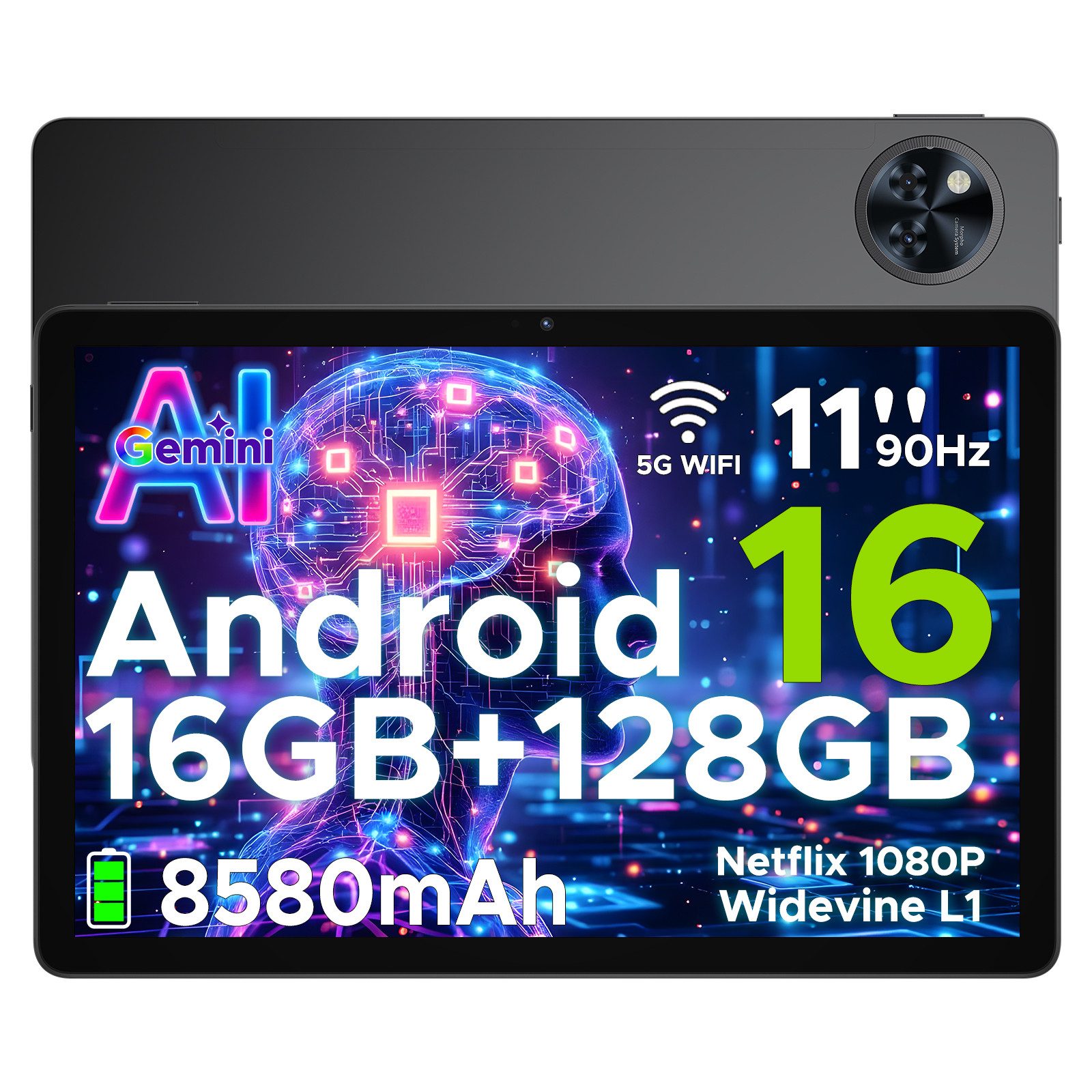 DOOGEE U11 Pro Android 16 Tablet mit Tastatur, Stift, Maus, Hülle, 11 Zoll Tablet (11", 256 GB, Android 16, WIFI, 8580mAh, 90Hz, 13MP+5MP, 5G WiFi/Widevine L1/ GPS/Face ID/OTG)