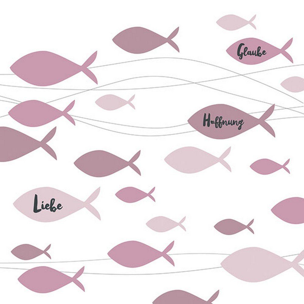 Ambiente Luxury Paper Products Papierserviette 20 Servietten Communion Fishes bordeaux 33x33cm, (20 St)