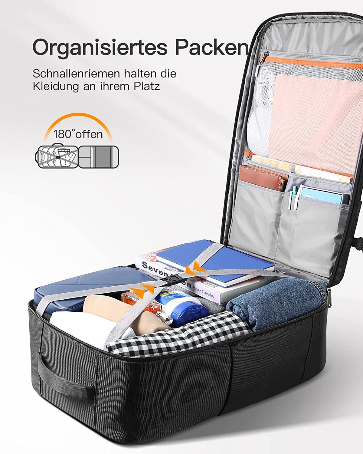 Inateck Reiserucksack 42L Laptop Rucksack Herren Damen Groß Handgepäck – Bild 3 von 5