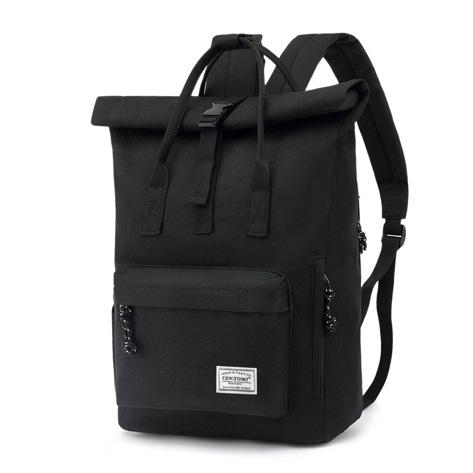 TAN.TOMI Freizeitrucksack Schulrucksack für Damen Herren, Laptop Rucksack 15,6 Zoll mit Rolltop, Cityrucksack Daypack Laptopfach und Weit Öffenbar