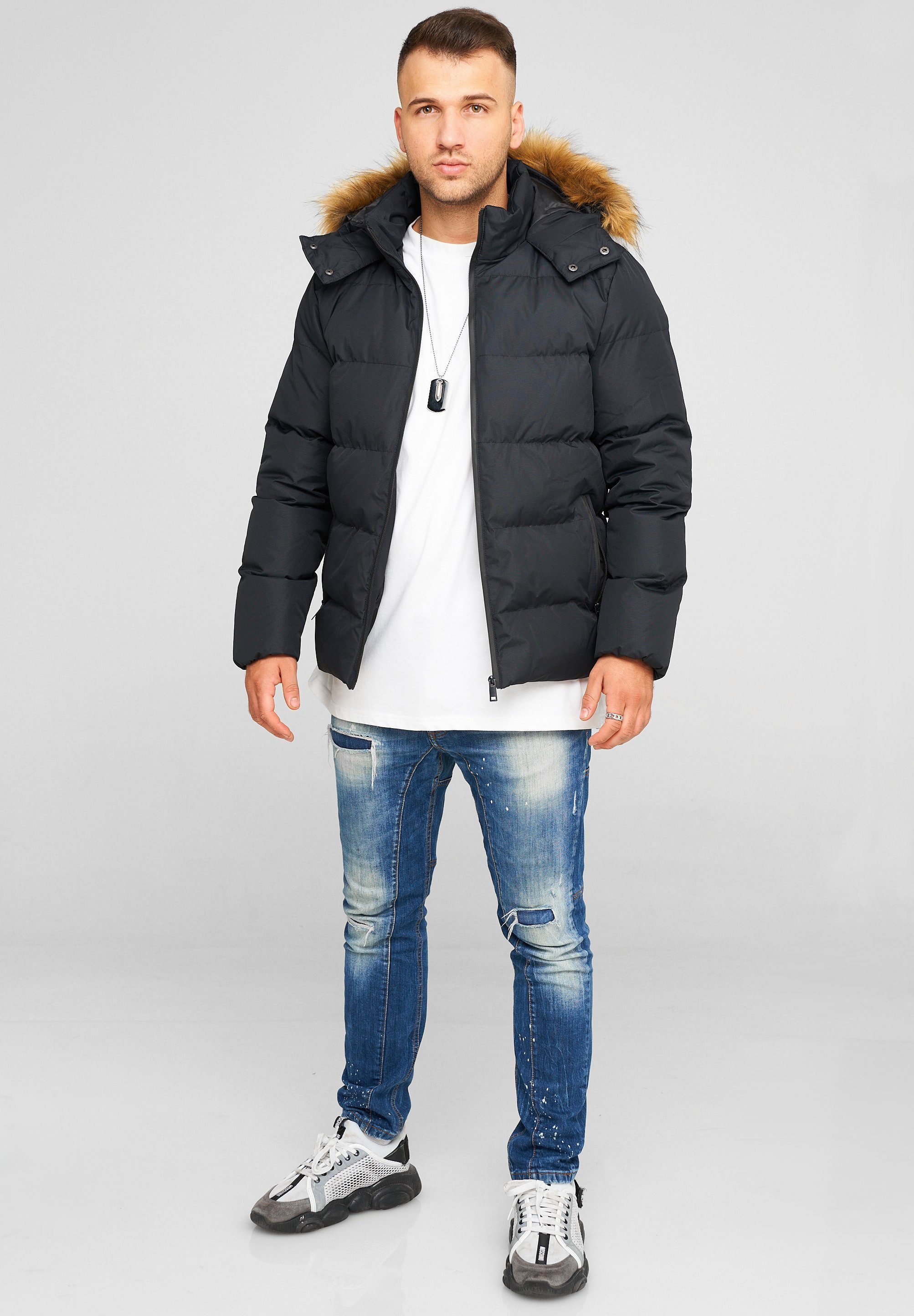 behype Steppjacke BHBROWNS mit kuscheliger Kapuze