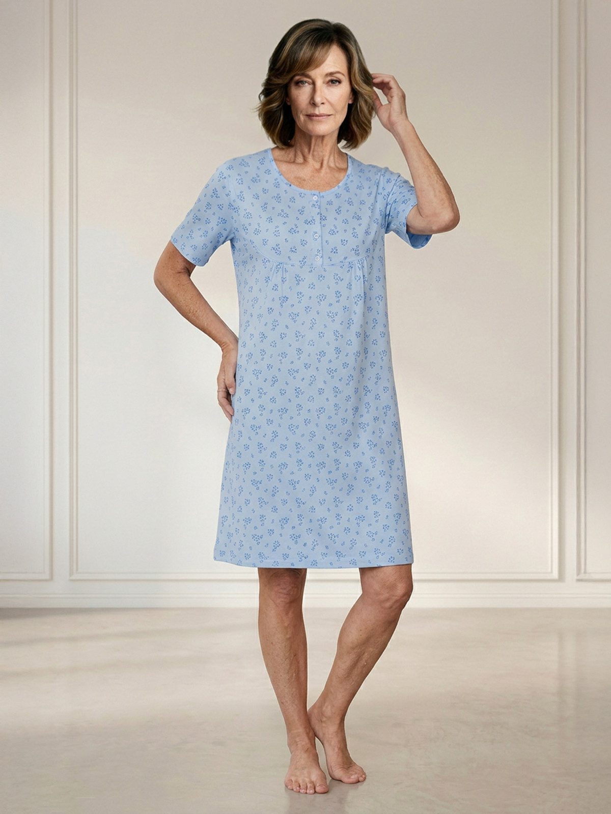 Nachthemd Nachthemd Kurzarm - Ruth Blumen