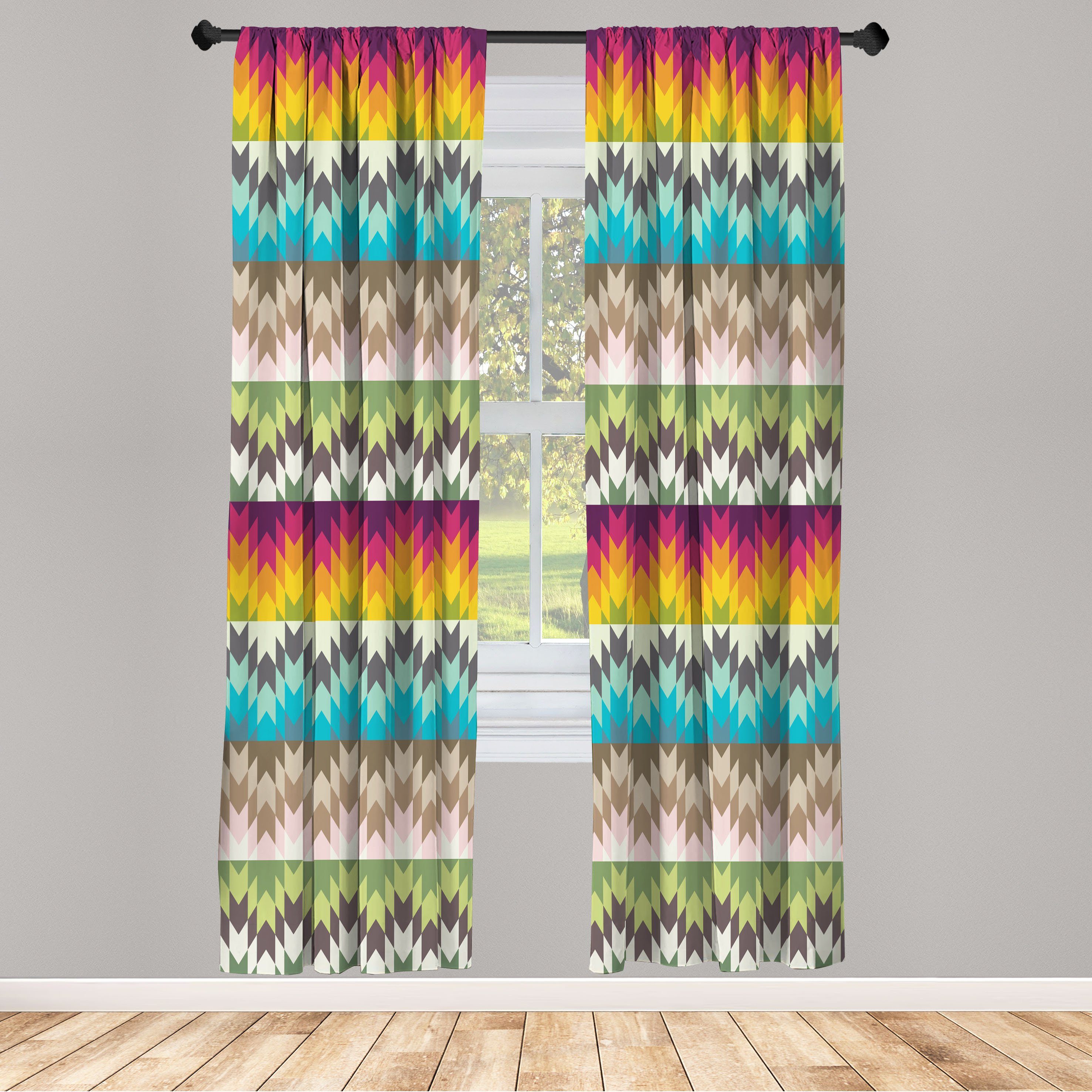 Gardine Vorhang für Wohnzimmer Schlafzimmer Dekor, Abakuhaus, Microfaser, afrikanisch Kontrastfarben Kunstwerk