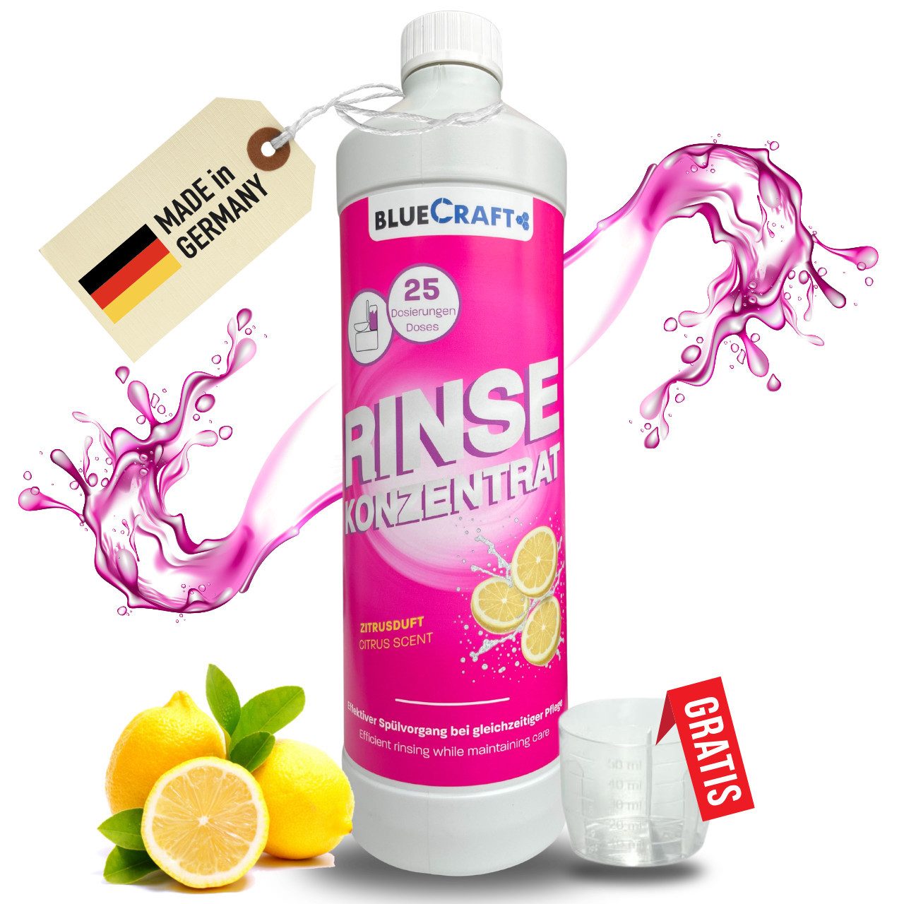 BlueCraft Sanitärflüssigkeit Sanitärzusatz 1L für Campingtoilette Spülwassertank Campingtoilettenreiniger (INKL. Messbecher 50 ml Campingtoilettenreiniger Zusatz (Caravan, Boot, Camping, LKW)