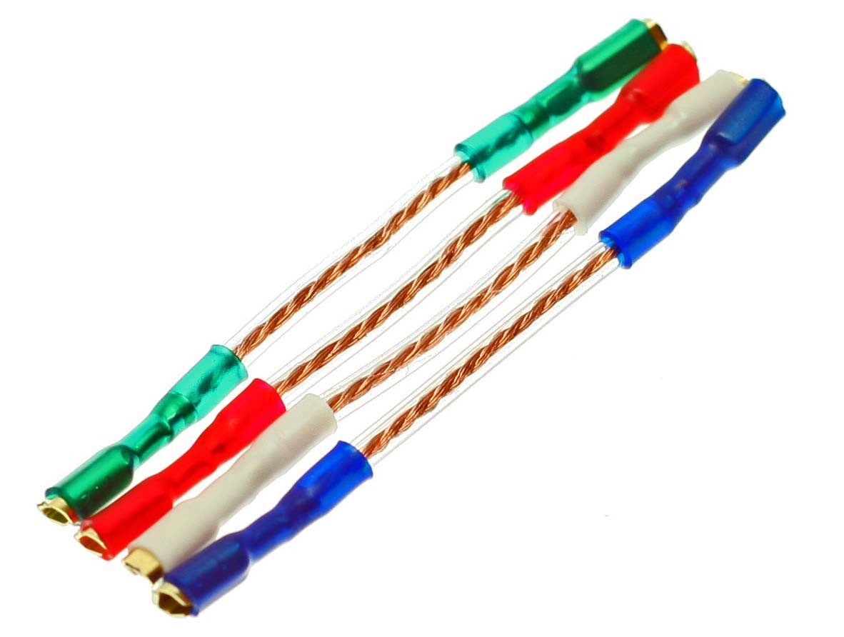 Analogis Headshellkabel HC-115, 4er Set, farbcodiert, Vergoldet, 3,7 cm Plattenspieler