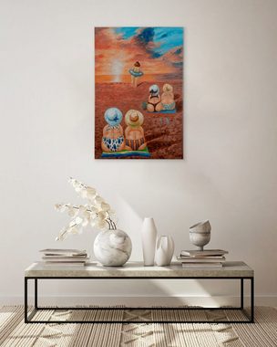 KUNSTLOFT Gemälde Strandurlaubstage 60x90 cm, Leinwandbild 100% HANDGEMALT Wandbild Wohnzimmer