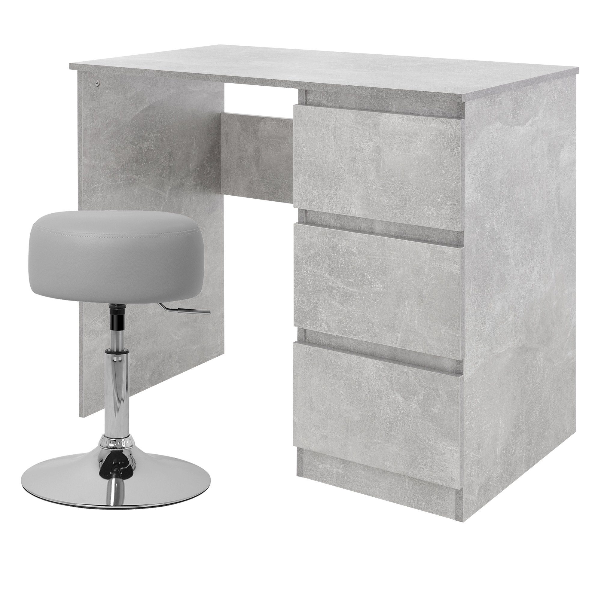 ML-DESIGN Schreibtisch Schreibtisch mit Sitzhocker 90x76x50 cm Grau