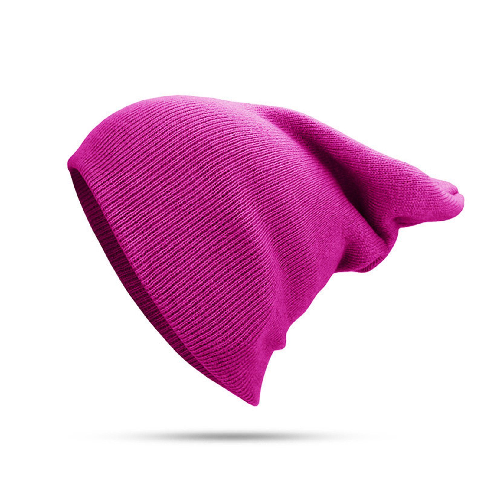 Warm Unisex, Und Herren, Damen Mit Blusmart rosarot Mütze Bündchen, Für Einfarbig, Strickmütze