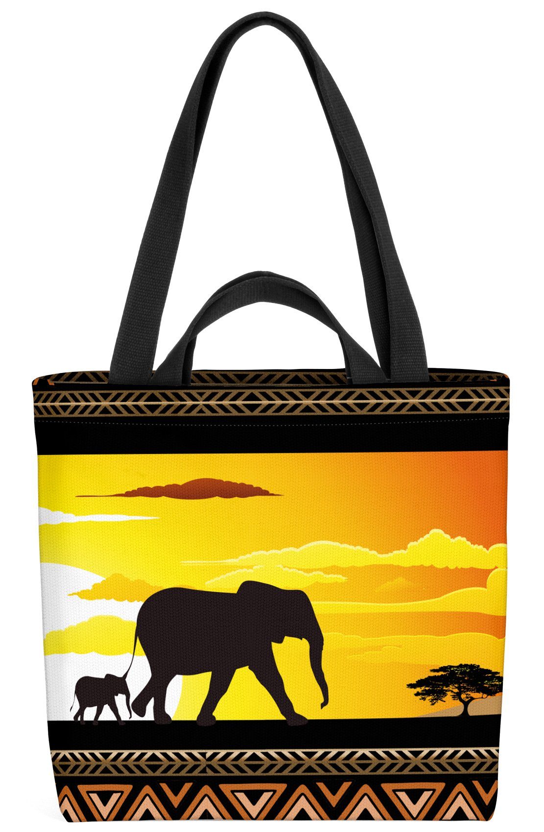 VOID Henkeltasche (1-tlg), Afrika Elefanten Giraffen Elefant Afrika Safari Dschungel Zoo Tiere | Henkeltaschen