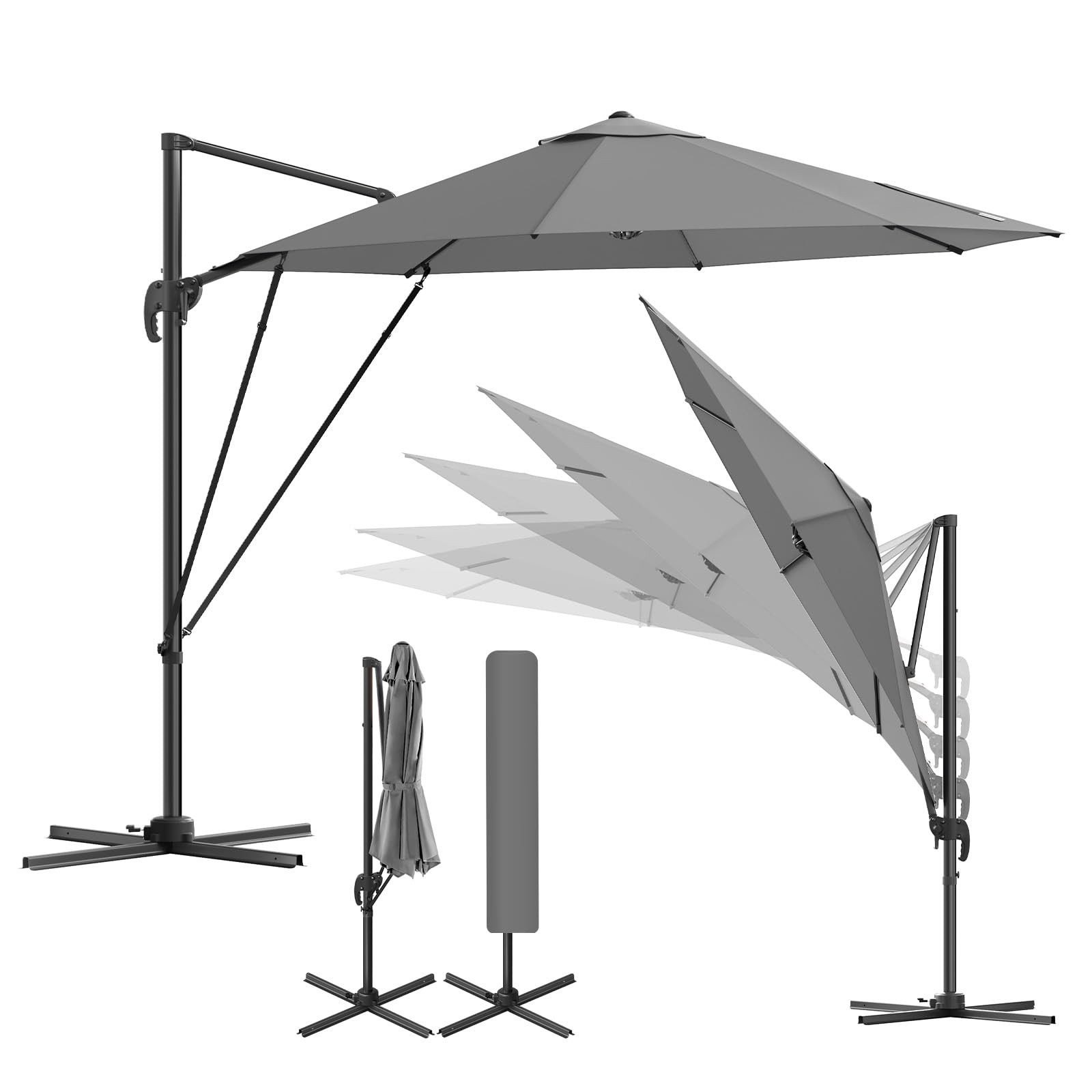 Woltu Sonnenschirm, Sonnenschutz UPF 50+, 360° drehbar, Sonnenparasol Aluminium Stahl