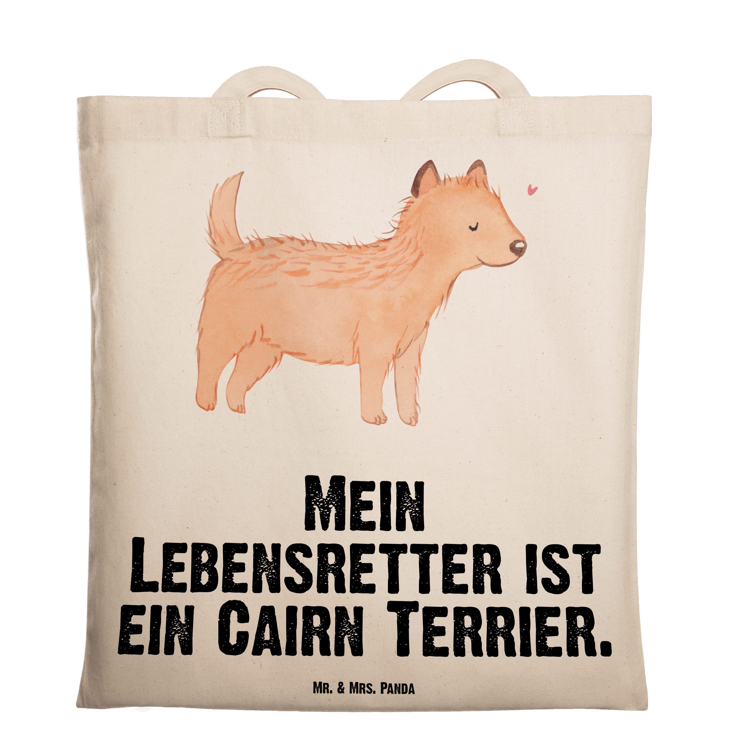 Mr. & Mrs. Panda Tragetasche Cairn Terrier Lebensretter - Transparent - Geschenk, Jutebeutel, Stof (1-tlg)