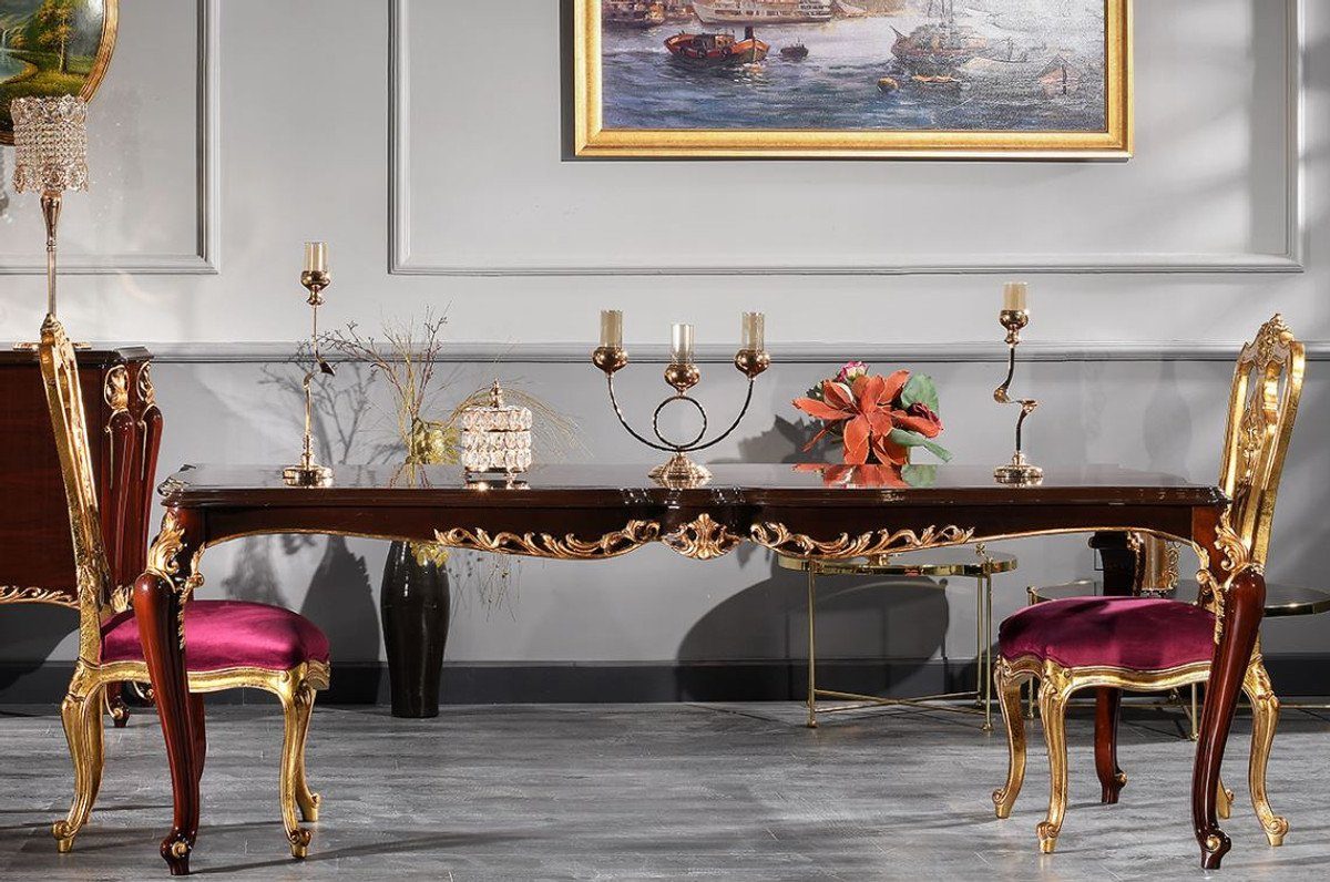 Casa Padrino Esszimmer-Set Luxus Barock Esszimmer Set - 1 Esstisch & 6 Esszimmerstühle - Esszimmermöbel im Barockstil - Luxus Qualität - Made in Italy