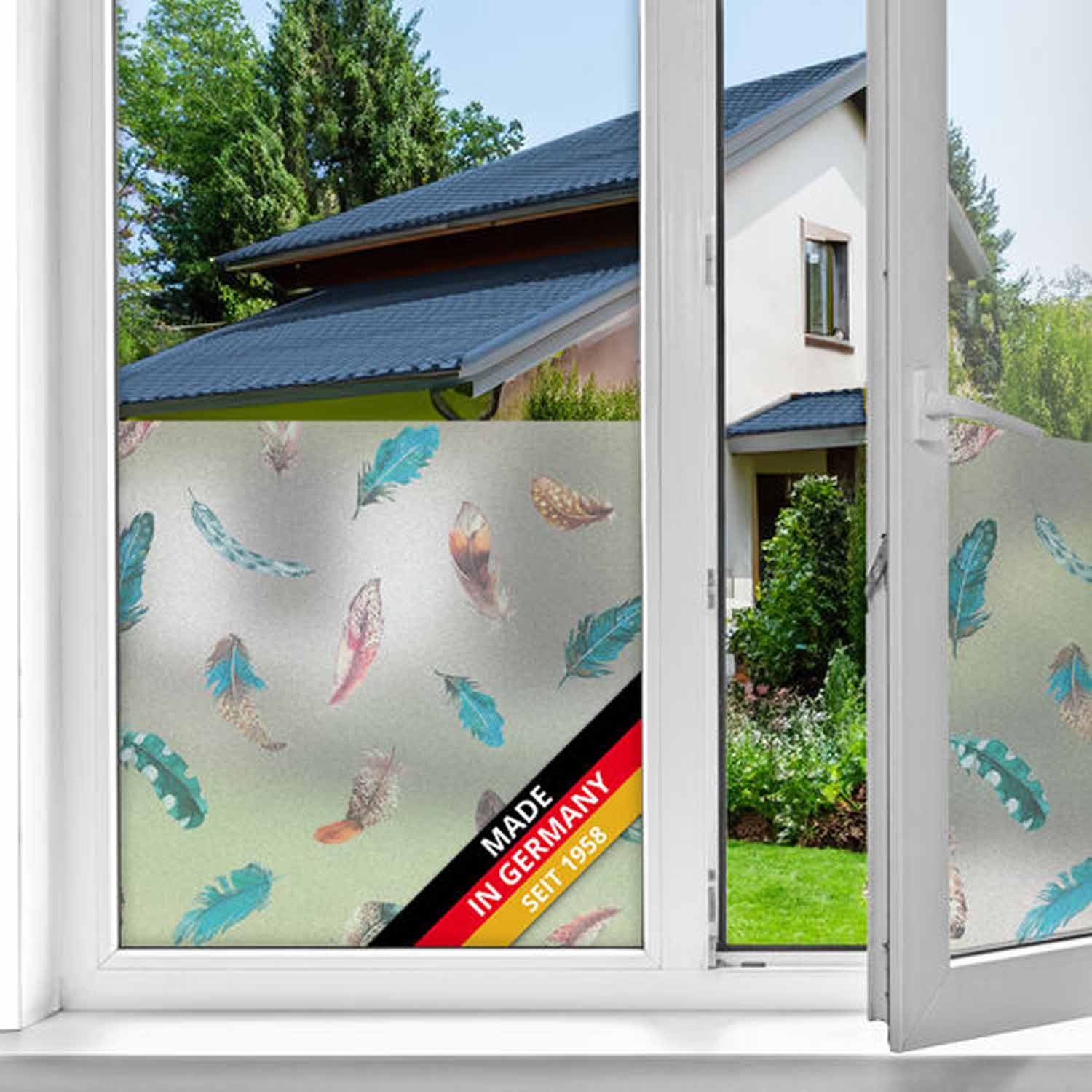 d-c-fix Fensterfolie Finja Sichtschutzfolie selbsthaftend Deko Folie für Fenster innen, Spürbar geprägt, 150 x 67,5cm - Rückstandslos entfernbar & wiederverwendbar