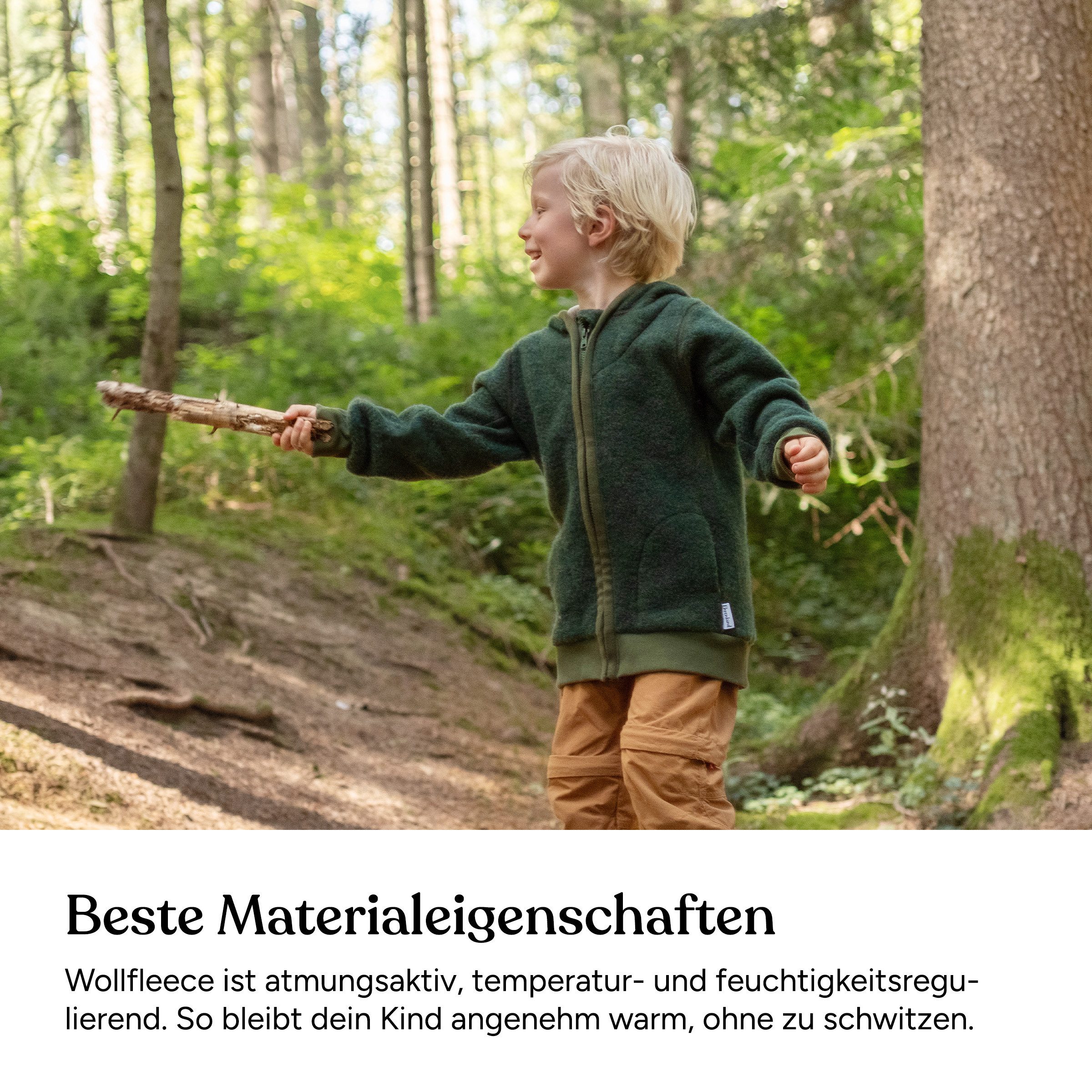 Ehrenkind Fleecejacke für Kinder aus feinster Bio-Merinowolle (Baby Jacke aus Merino Wollfleece, Fleecejacke Kinder) Atmungsaktiv & temperaturausgleichend, Wollfleece