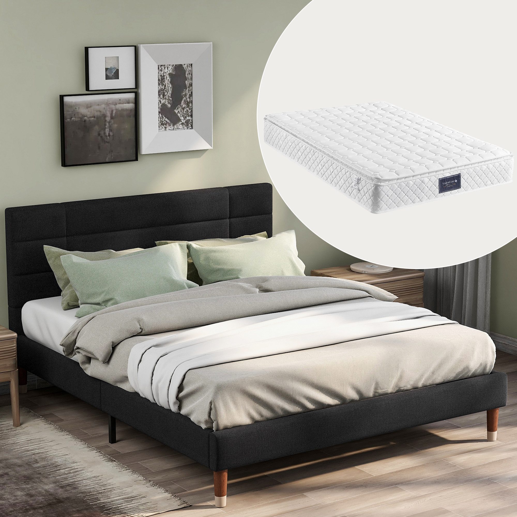 KLAM HOME Polsterbett Doppelbett Einzelbett Continentalbett mit 8 cm dickes günstig online kaufen