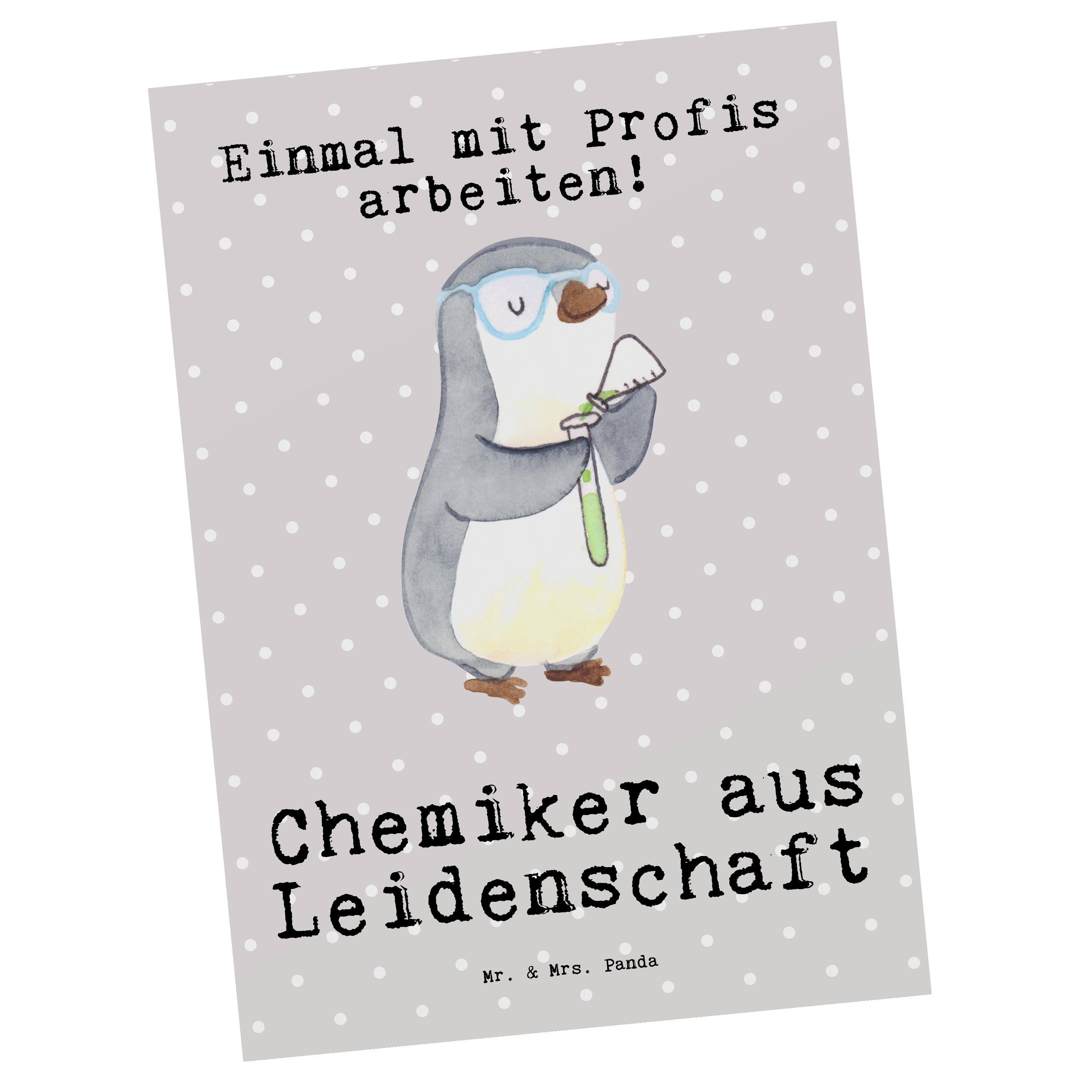 Leidenschaft Panda Postkarte Geschenk, - Chemiel Pastell aus Mrs. Chemiker - & Grau Kollege, Mr.