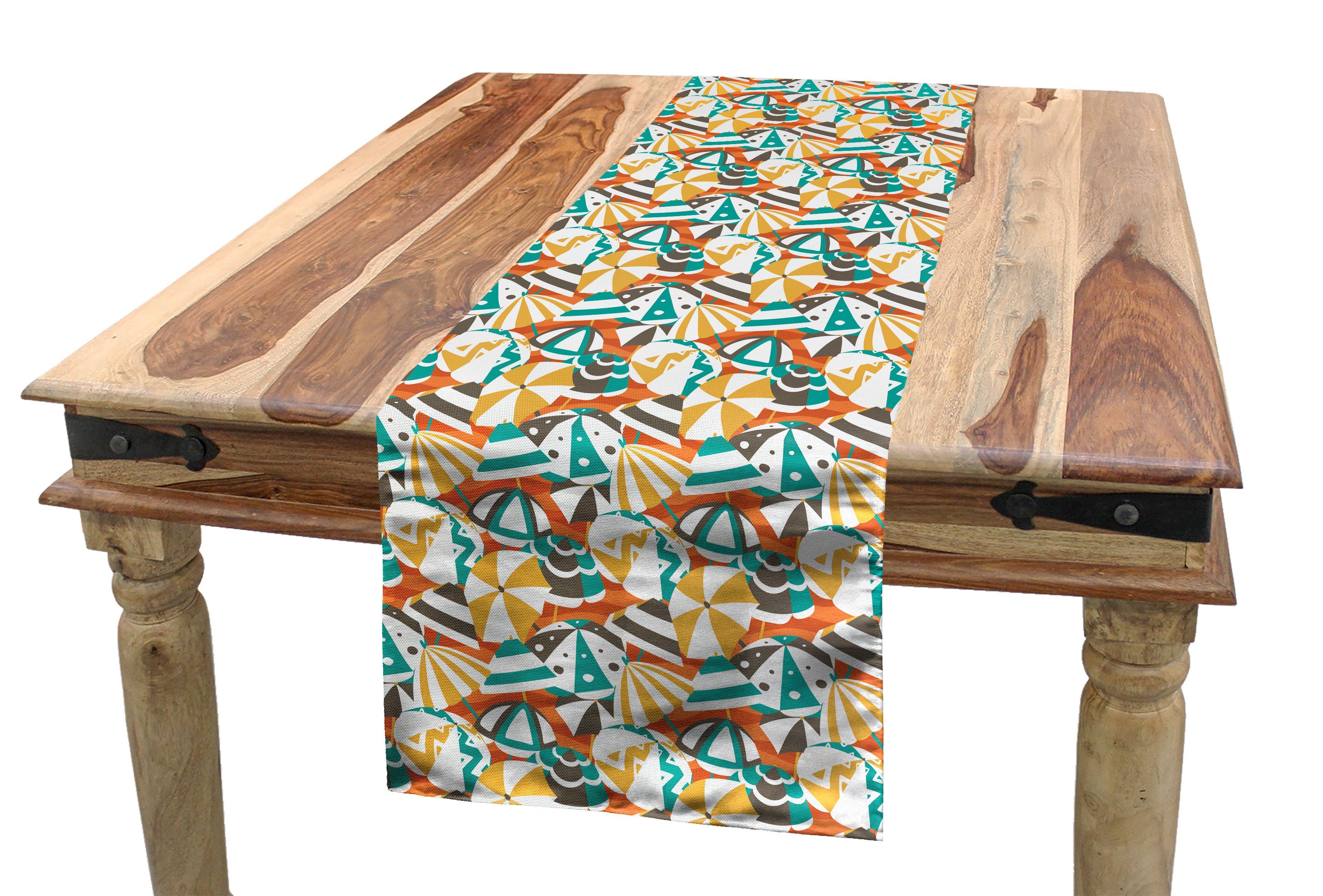 Abakuhaus Tischläufer Esszimmer Küche Rechteckiger Dekorativer Tischläufer, Regenschirm Sommer überfüllten Strand
