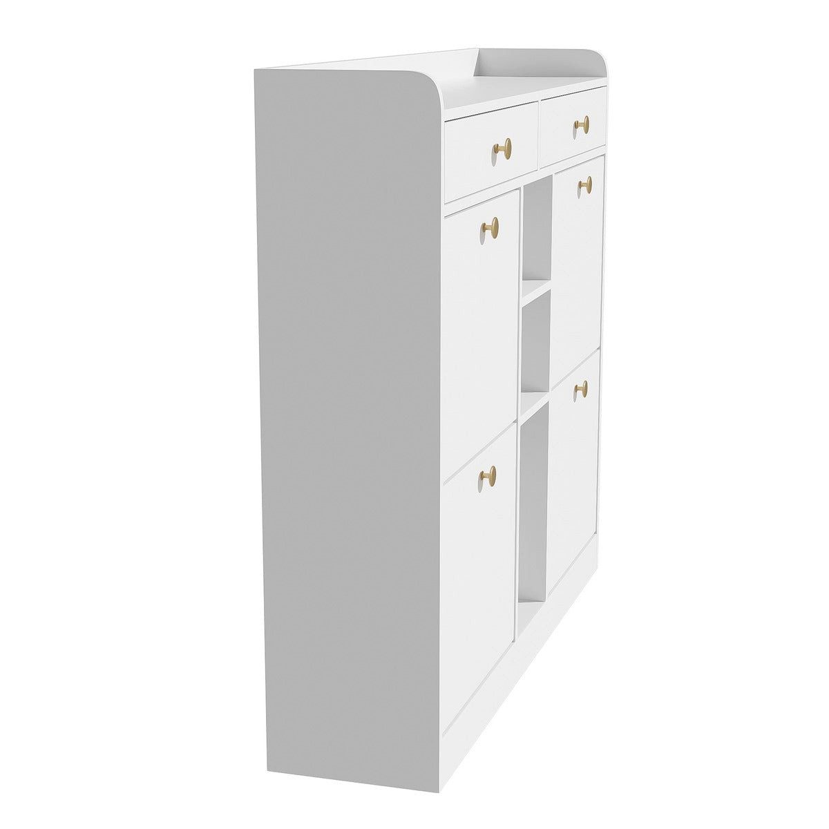 SIKAINI Schuhschrank Schuhschrank, 110x26x100 cm, in Weiss, aus Holzwerkstoff (Einzelmoebel, 1-St., Einzelartikel) Schubladen, Tueren, Schuhaufbewahrung