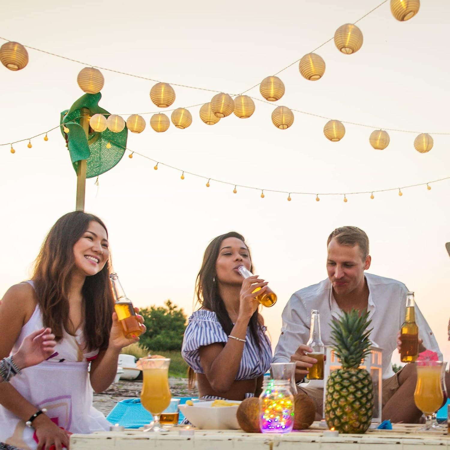 Salcar LED-Lichterkette LED-Lampions Lichterkette Außen-Lichterkette Laterne LED Lichter, 5m 20 Lampions, Garten, Balkon, Hof Deko