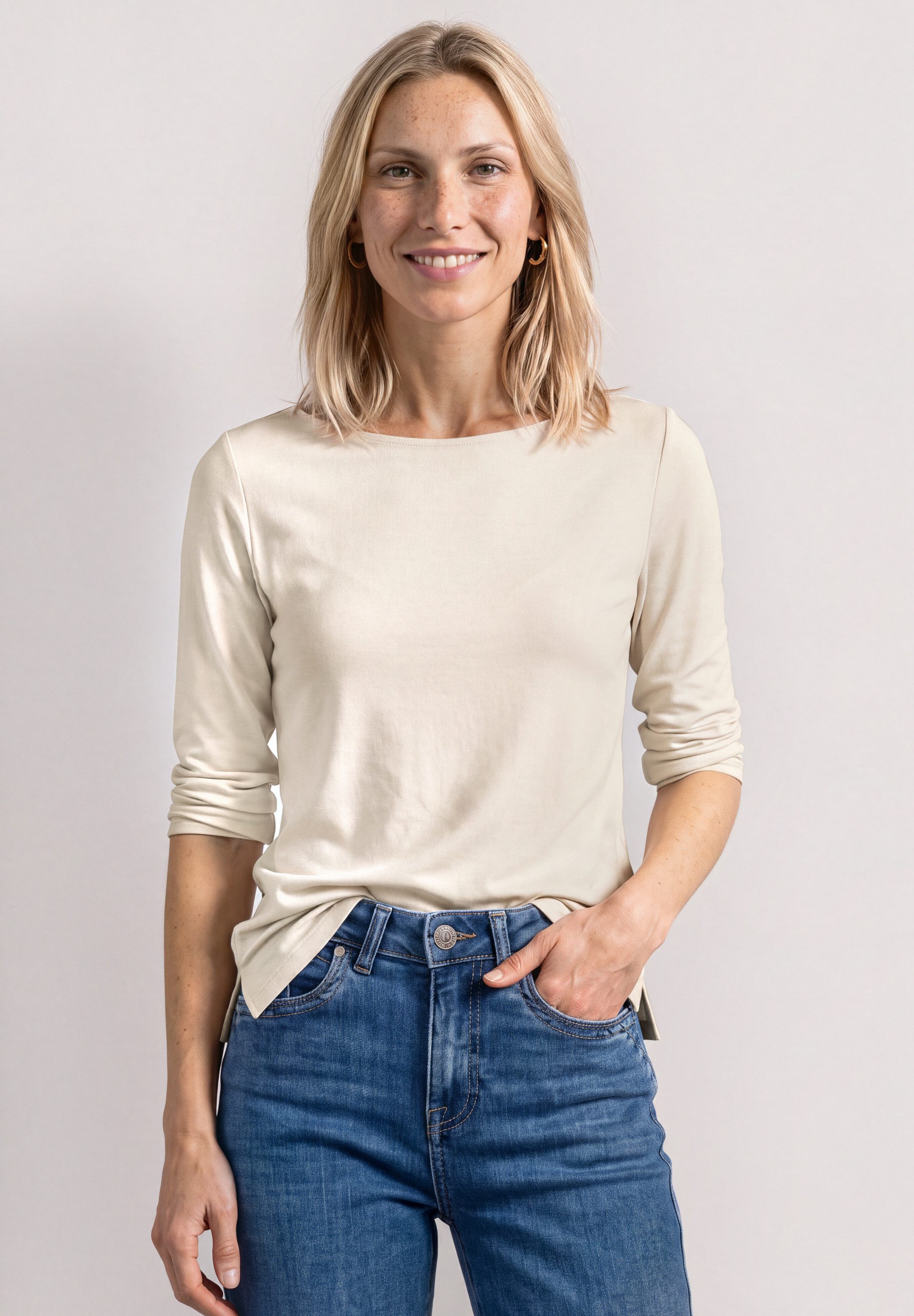 STREET ONE Langarmshirt mit U-Boot-Ausschnitt