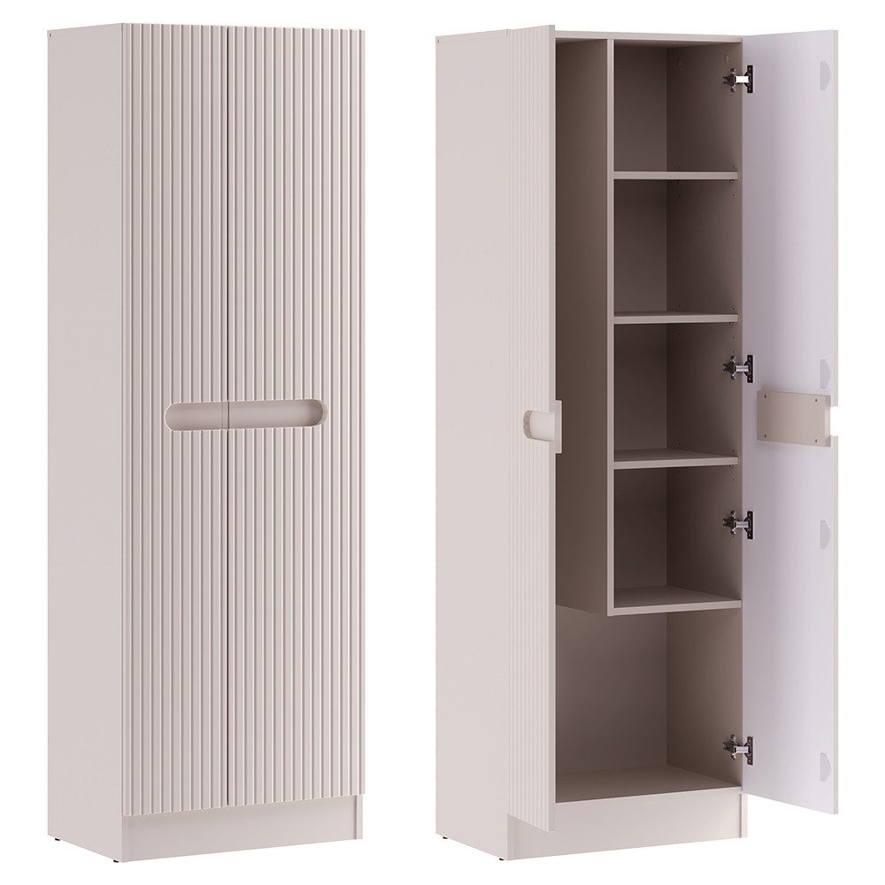 Lomadox Hochschrank NEWPORT-56-CASHMERE 60 cm breit in kaschmir, gerillte Front, 2 Türen