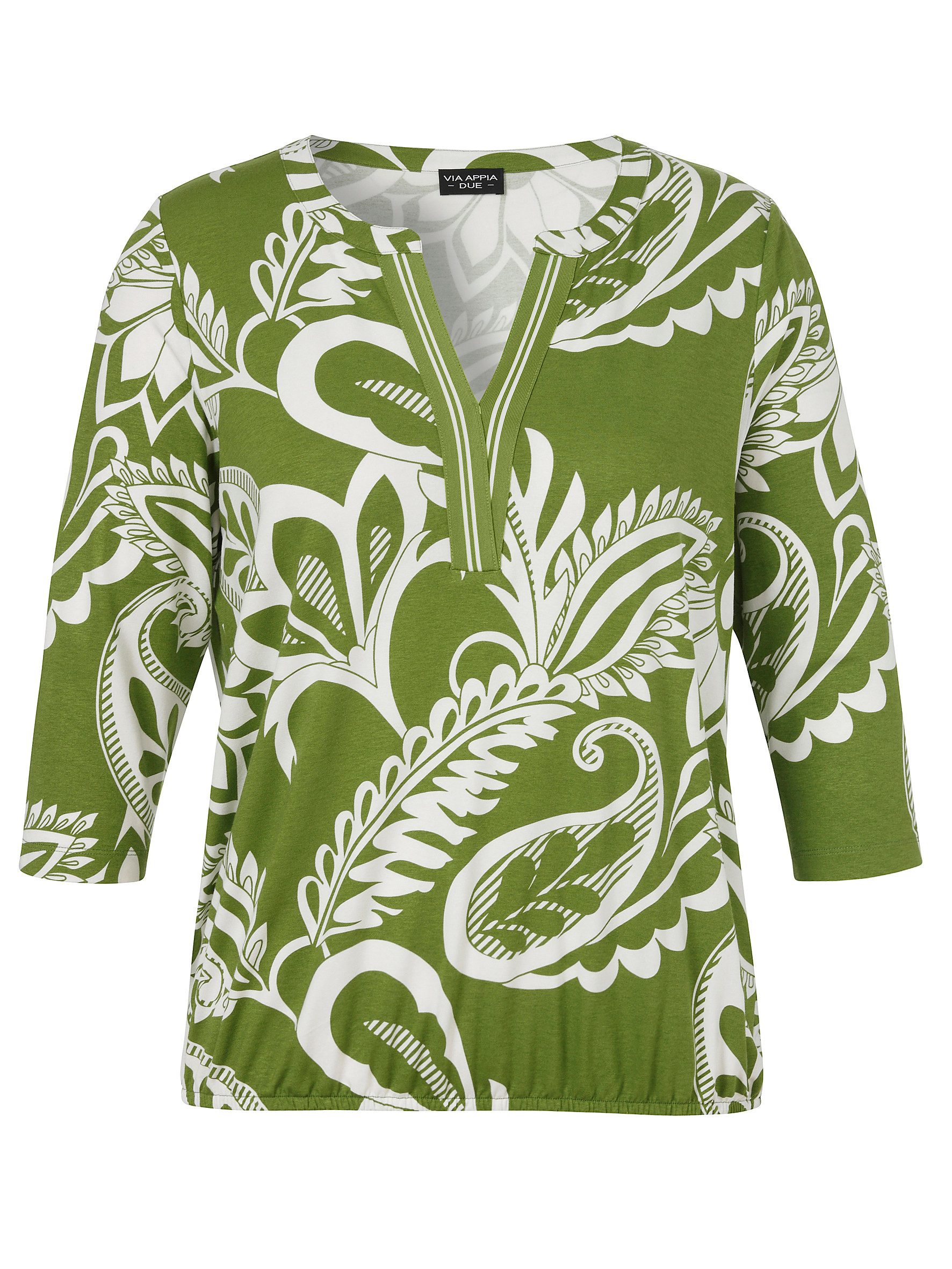 VIA APPIA DUE Shirtbluse T-Shirt V-Ausschnitt 3/4 Arm Druck