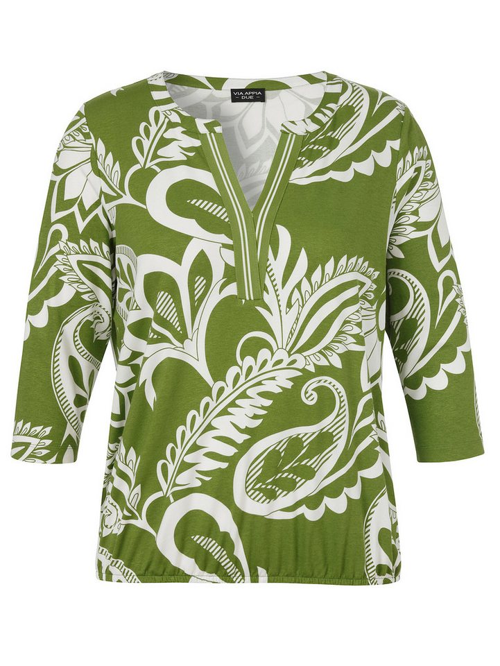VIA APPIA DUE Shirtbluse T-Shirt V-Ausschnitt 3/4 Arm Druck