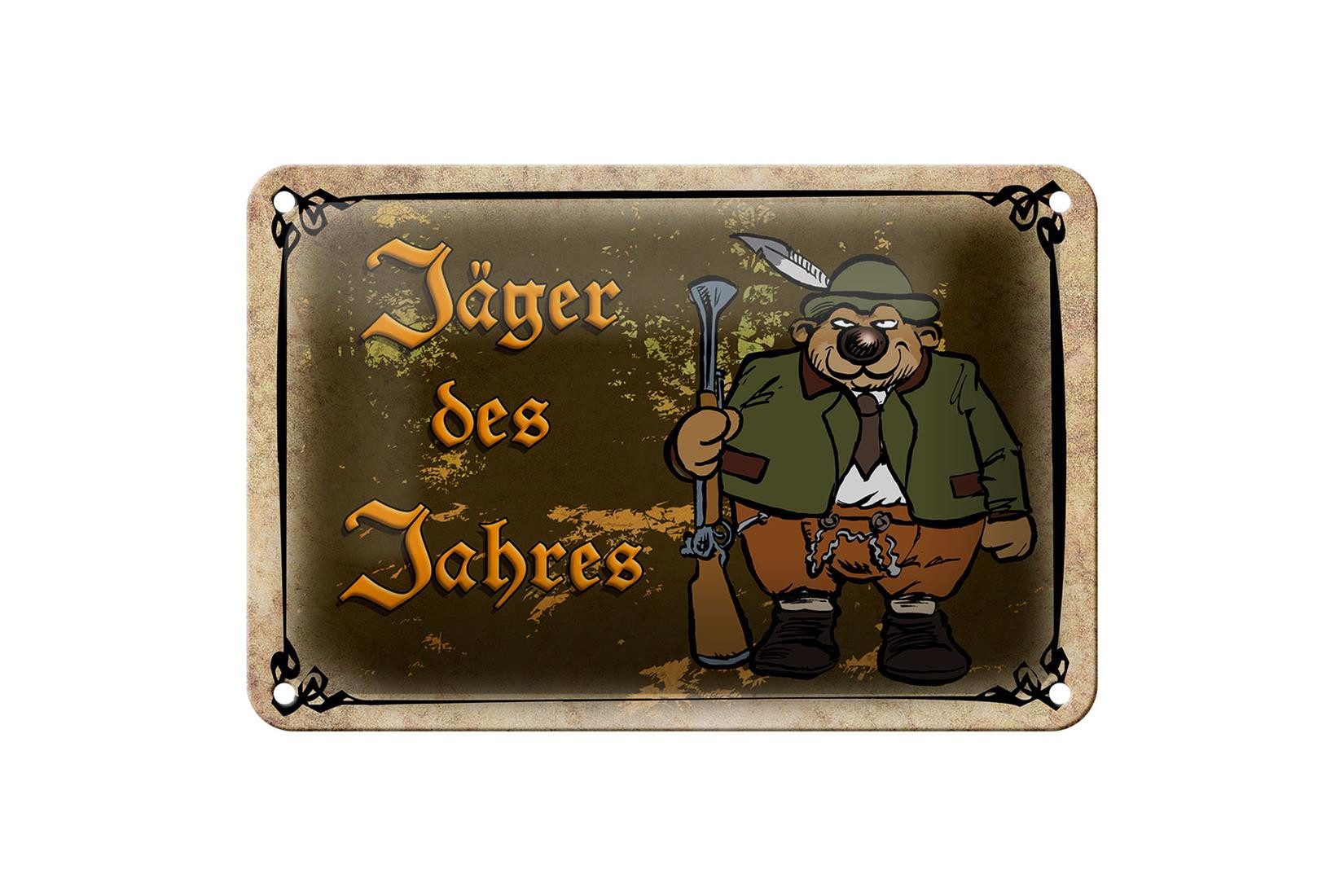 Femer GmbH Metallschild Jagd 18x12cm Jäger des Jahres Abenteuer, (1 St), gewölbte Oberfläche, abgerundete Ecken, umgeschlagene Kanten