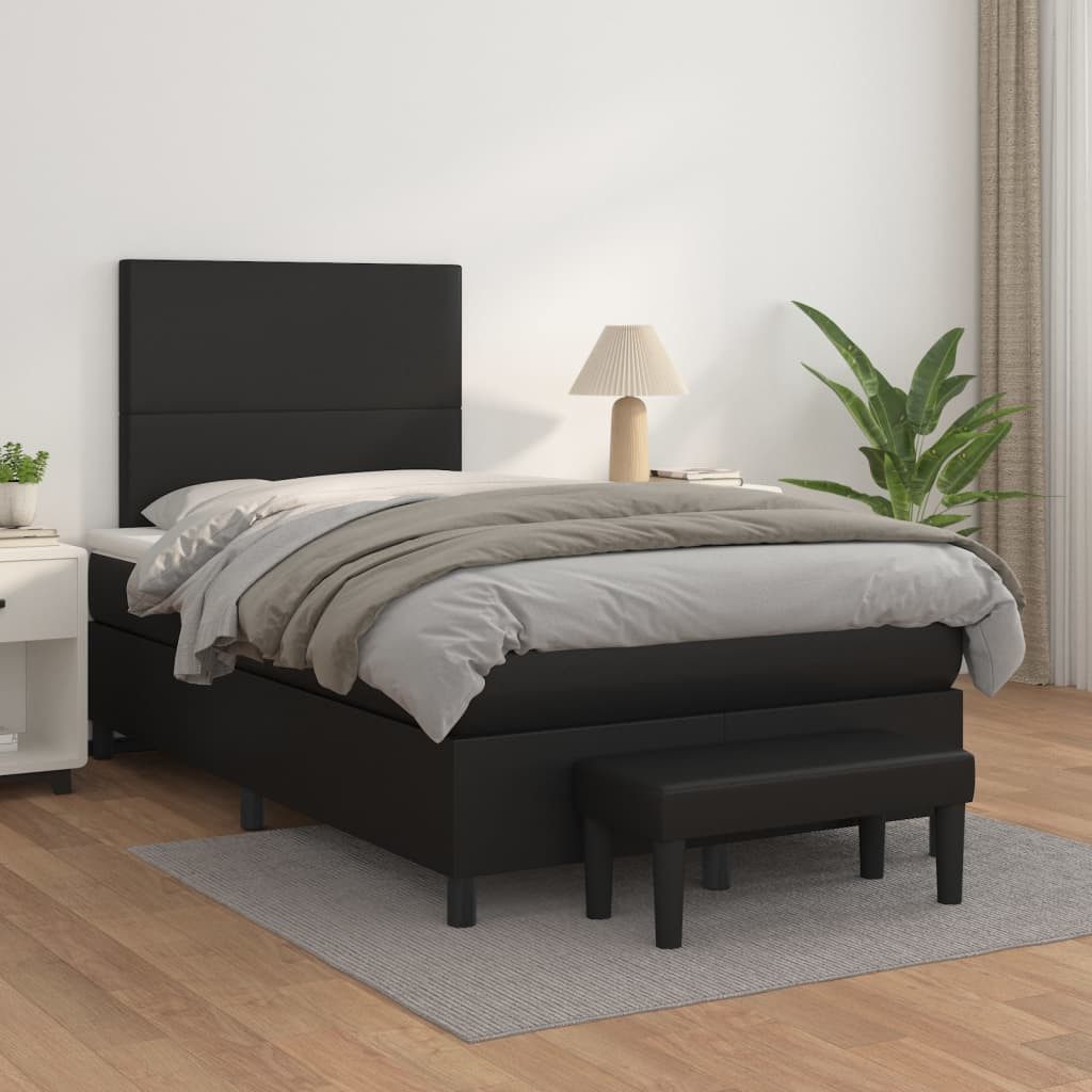 vidaXL Boxspringbett, Boxspringbett mit Matratze Schwarz 120x200 cm Kunstle günstig online kaufen