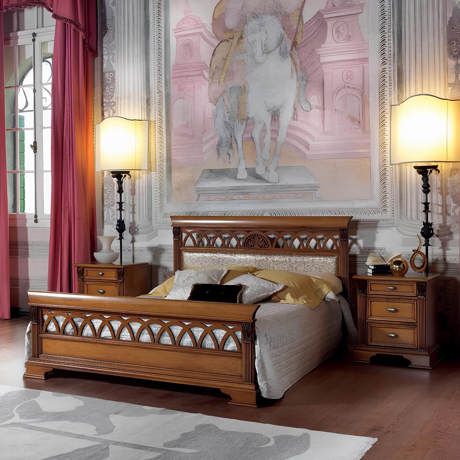 Xlmoebel Holzbett Luxus Hotel Bett 180x200cm Doppel Barock Rokoko Design (1-tlg), Made in Europa