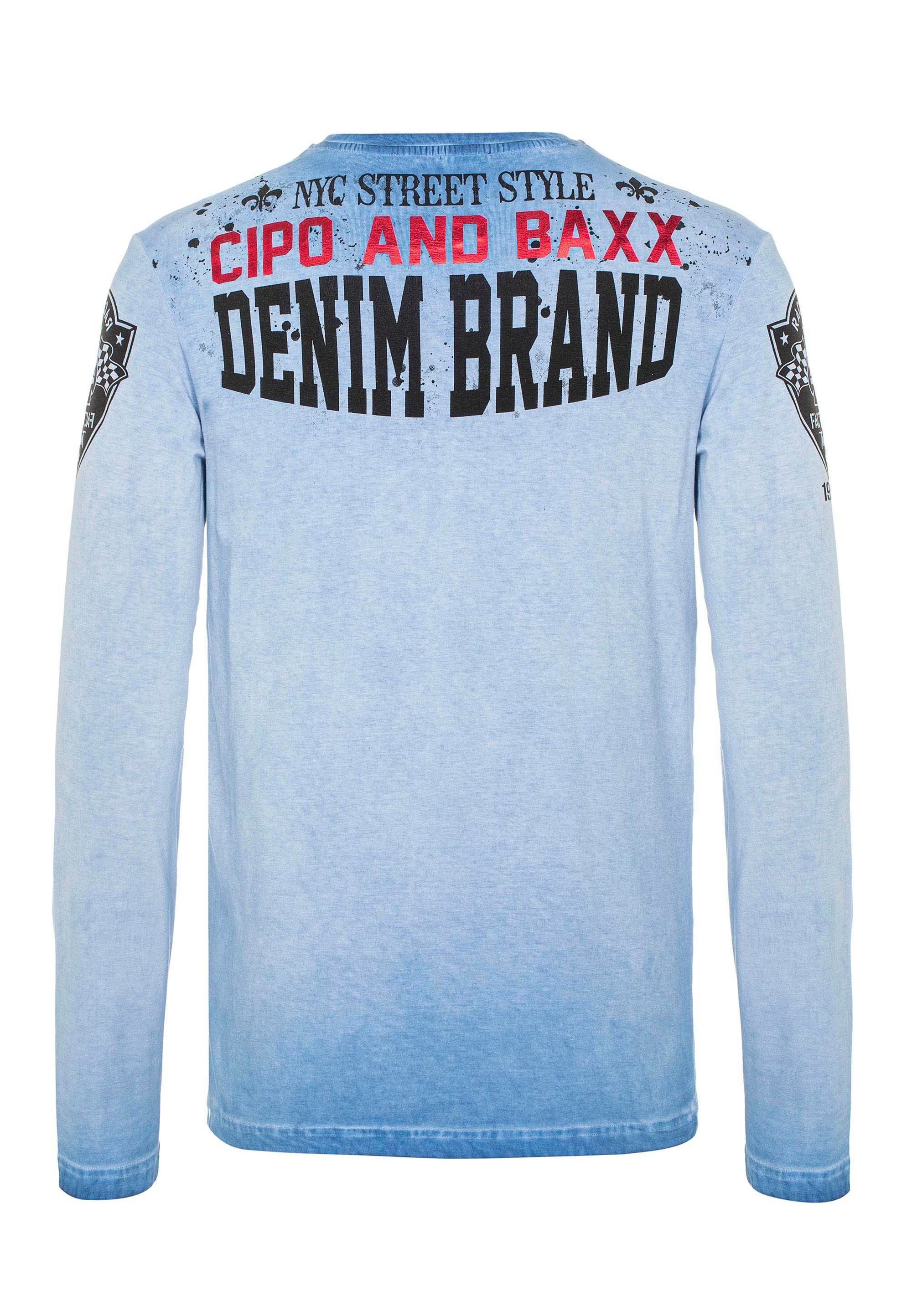 Cipo coolem mit Langarmshirt blau Aufdruck Baxx &