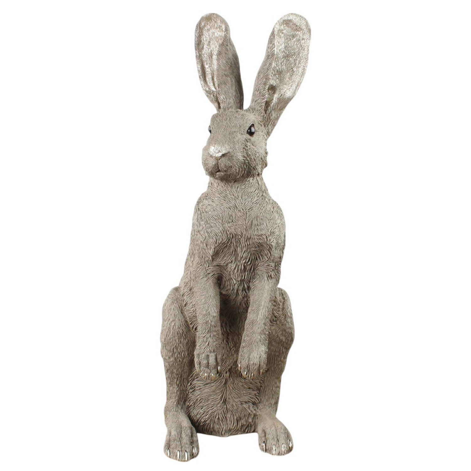 Macosa Home Osterhase XXL Hase Polyresin Grau Dekohase Osterdeko Dekofigur Osterdekoration (modern, extra Groß Osterdeko Dekoration Ostern), Hase Tischdekoration 52 cm