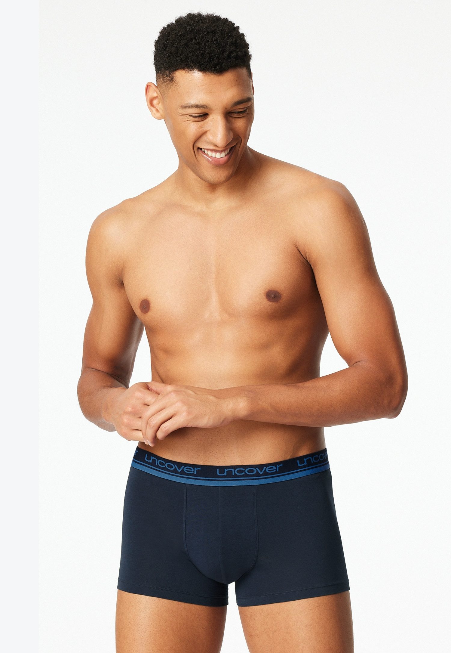 uncover by SCHIESSER Boxer Uncover Cotton (2er Pack) ohne Eingriff, Logo-Bund, elastisch, Single Jersey-Qualität