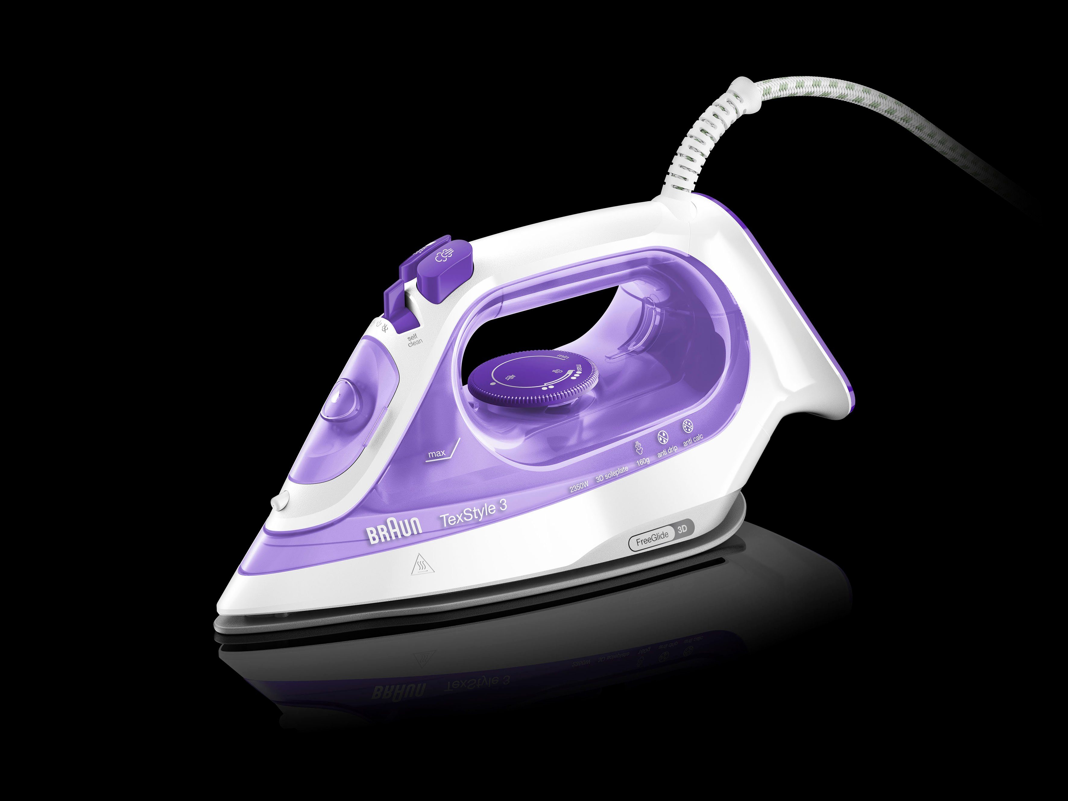 Braun Dampfbügeleisen TexStyle 3 SI 3042 VI - 2.350 W, 160 g Dampfstoß, 270 ml Wassertank, 2350 W, 45 g Dampfmenge, SuperCeramic Bügelsohle, 35 Sek. Aufheizzeit