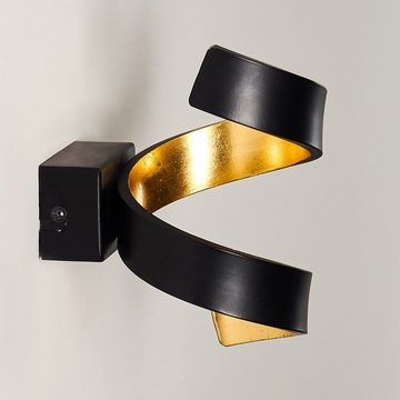hofstein Wandleuchte »Delia« LED Wandlampe spiralförmige aus Metall in Schwarz/Gold, 3000 Kelvin, m. 6 Watt, 360 Lumen, Innen mit Up & Down-Effekt