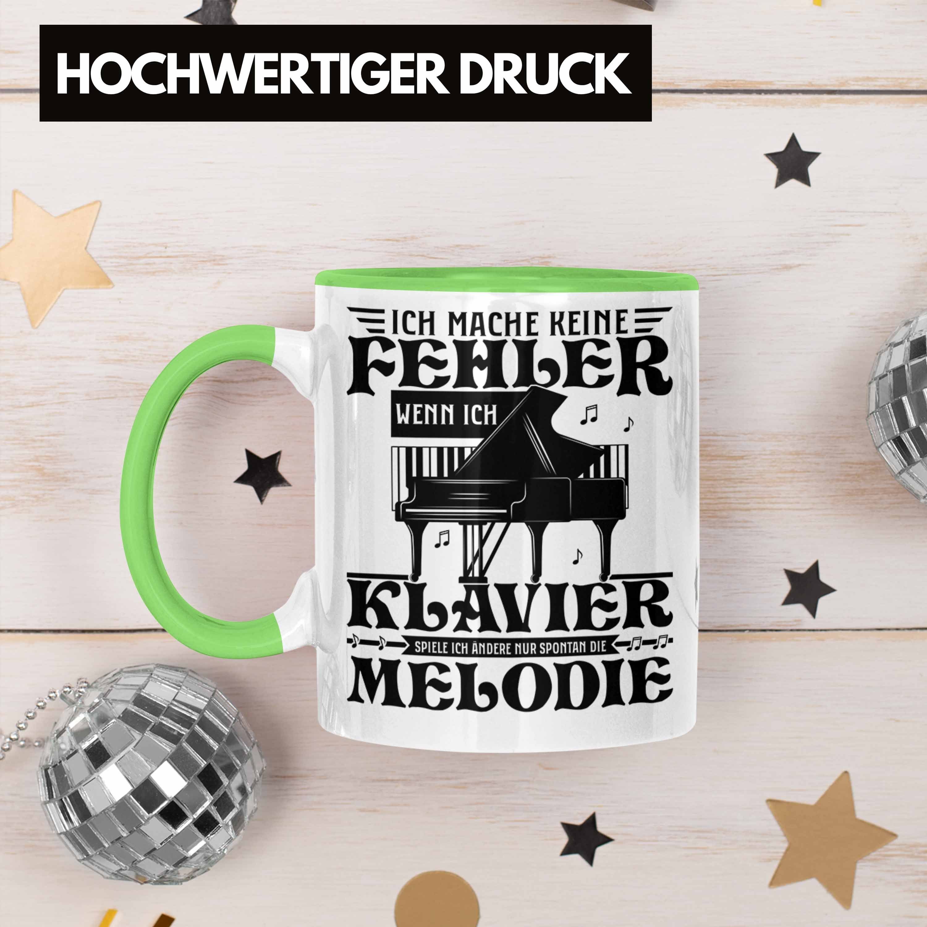 Klavier Grün Tasse Flüg Klavier-Spieler Geschenkidee Trendation Kaffee-Becher Tasse Geschenk