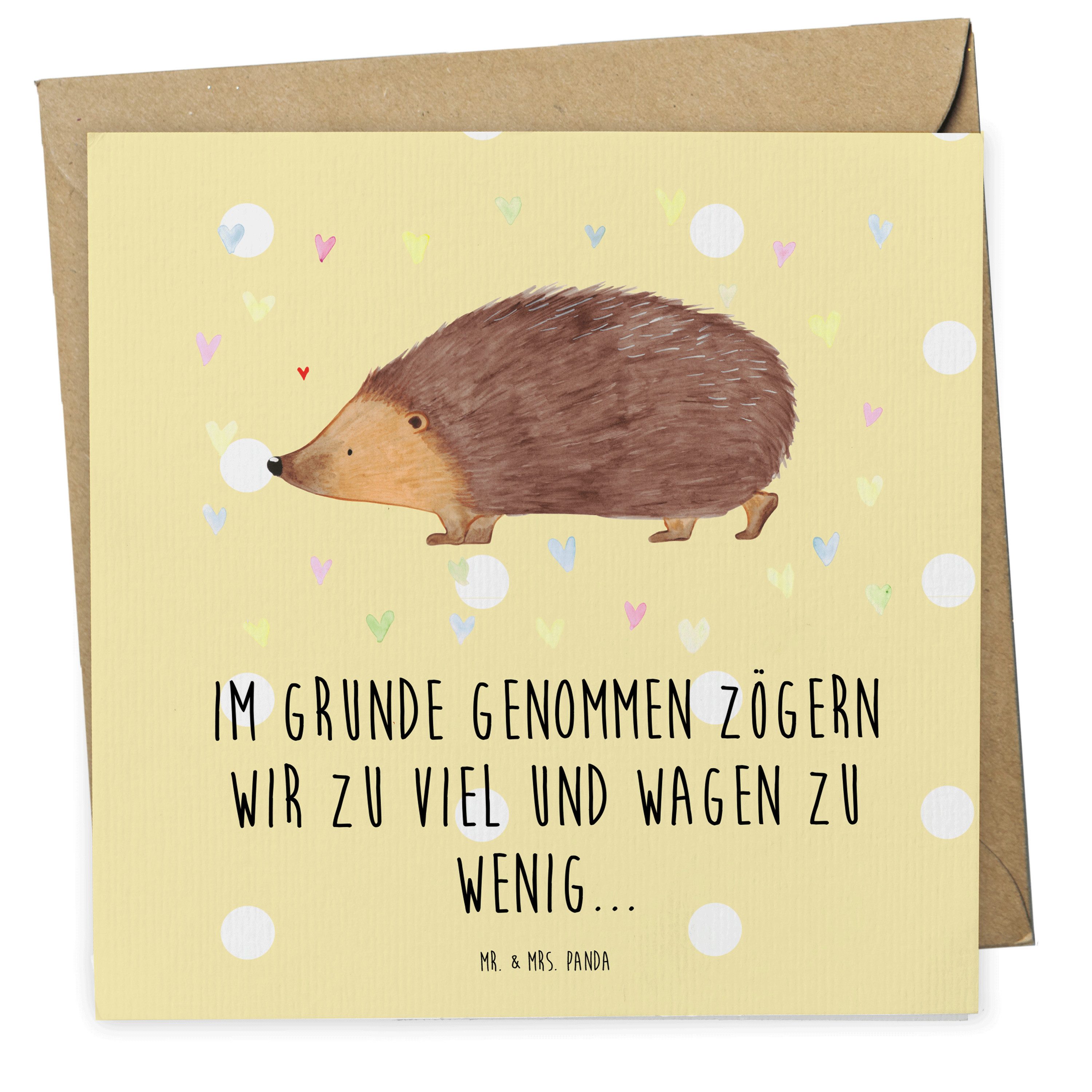 Mr. & Mrs. Panda Grußkarte Igel Herzen Gelb Pastell Geschenk