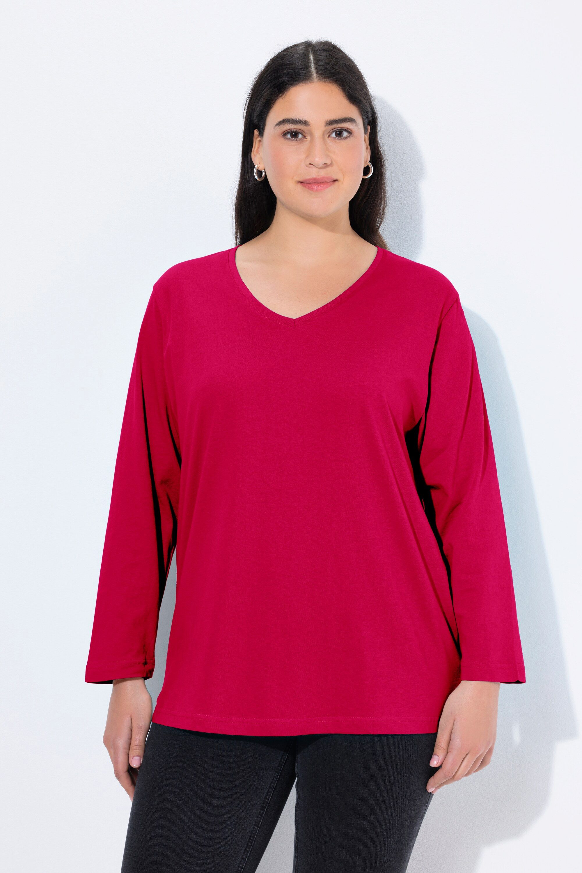 T-Shirt Shirt V-Ausschnitt Relaxed Langarm