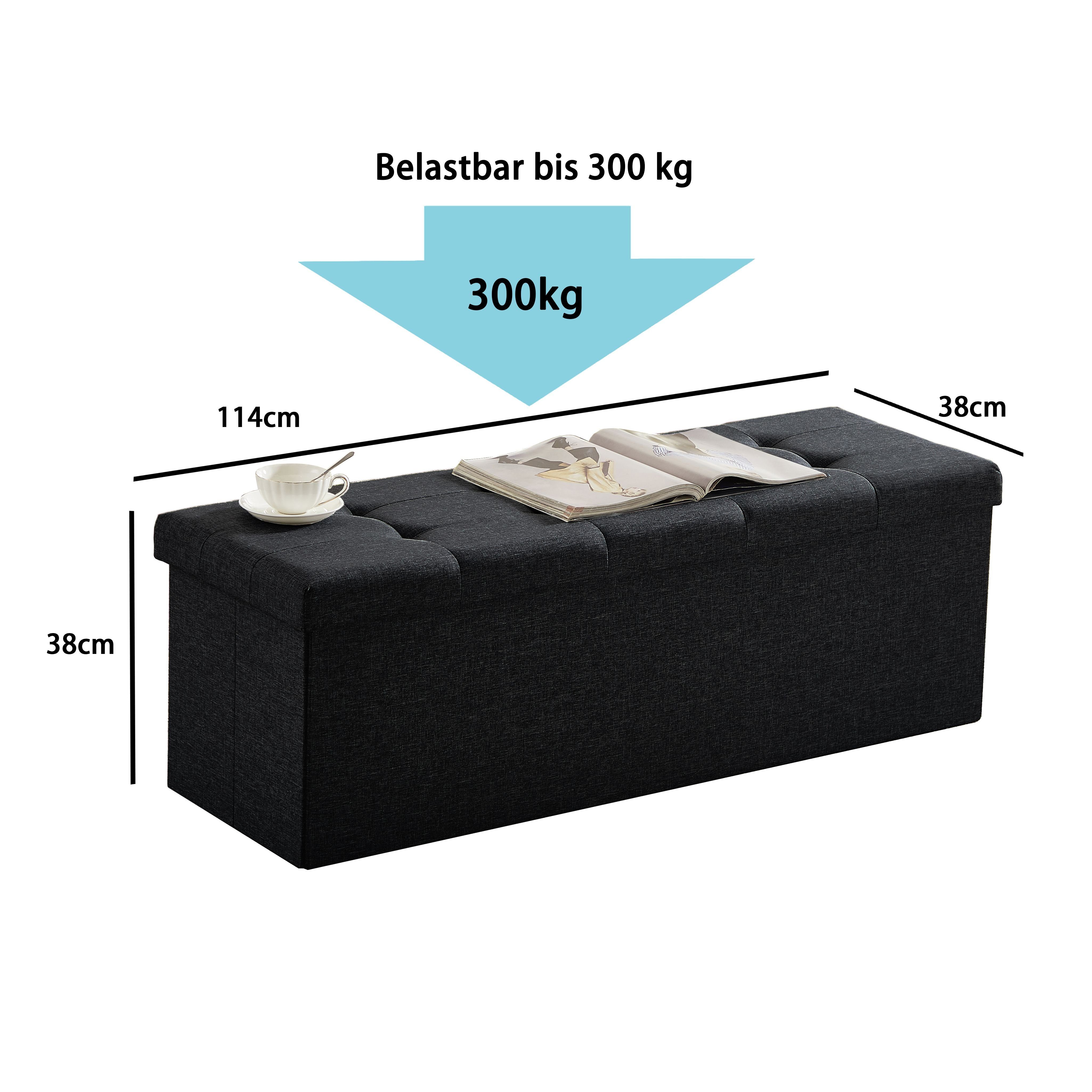 Zedelmaier Sitzbank 114cm mit Stauraum, Sitztruhe,faltbar Aufbewahrungsbox,Fußbank (ZD114), Fußhocker max. Belastbarkeit 300 kg, 120 L, 114x38x38 cm