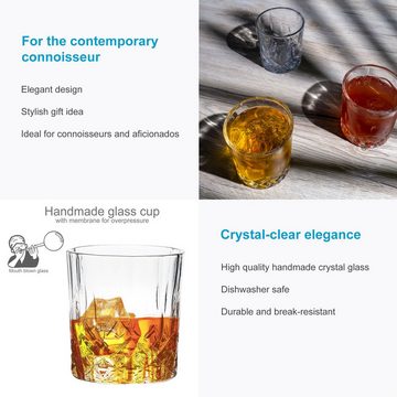 Intirilife Gläser-Set, Glas, Getränke Glas - 6er Pack Kristallglas - 200ml, nobles Glas, Glaskunst