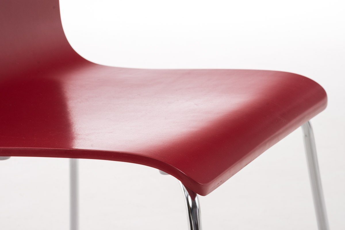 TPFLiving - - - - Konferenzstuhl ergonomisch Sitzfläche: chrom Besucherstuhl Holz mit Metall Sitzfläche Peppo Messestuhl), (Besprechungsstuhl rot geformter Warteraumstuhl Gestell: